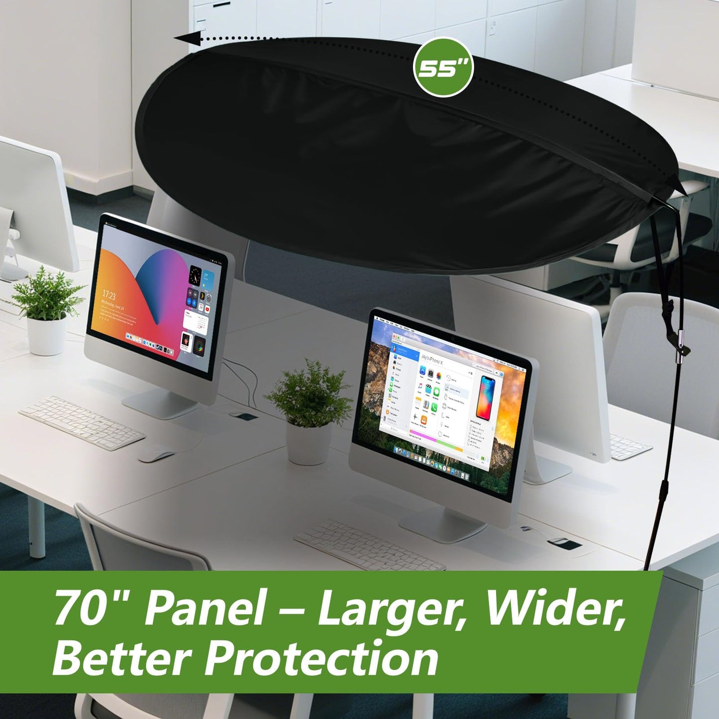 55 Inch Office Cubicle and Desk Shade – Blocks Light and Air Conditioning Airflow, Creates a Private and Comfortable Workspace