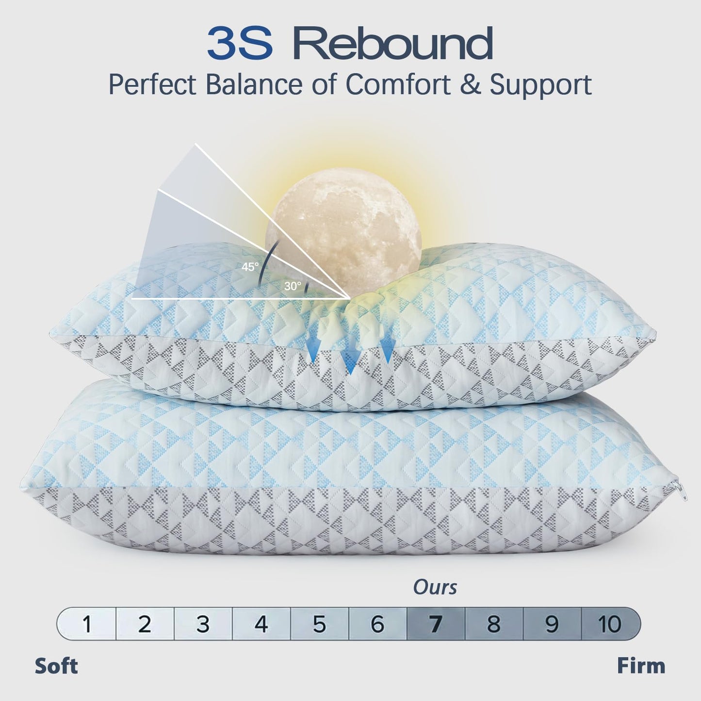Yawnhug Cooling Shredded Memory Foam Pillows: Adjustable Bed Pillows for Hot Sleeping, King Size Set of 2, Customizable Loft & Firm Support for Side Back Stomach Sleepers
