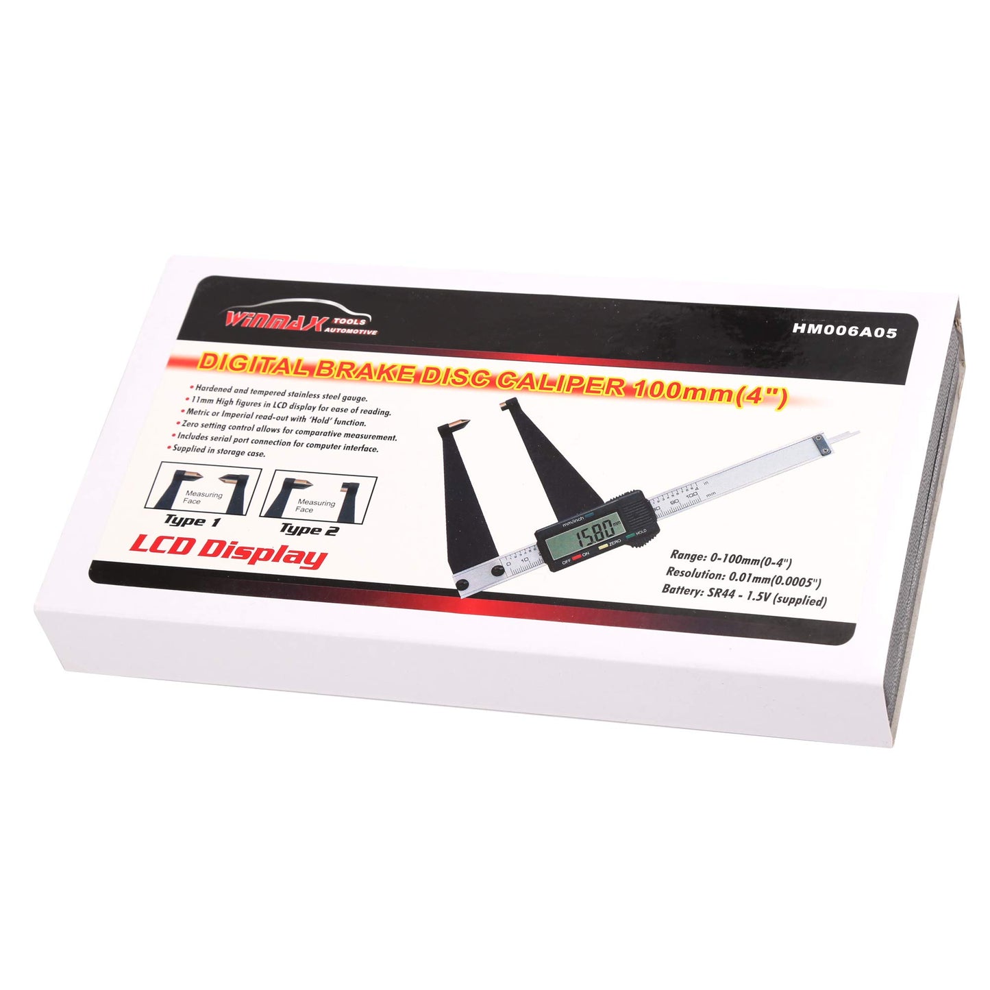 WINTOOLS 100MM/4" Digital Brake Disc & Drum Caliper Gauge
