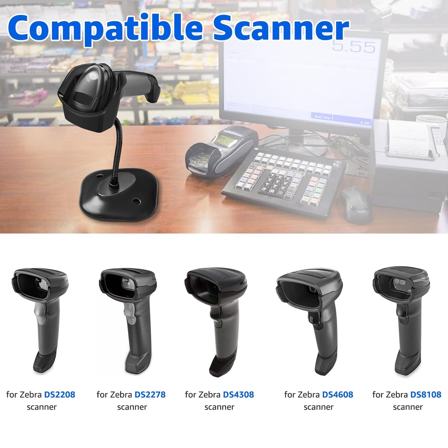 Universal Barcode Scanner Holder [New Version 2026] for Symbol Zebra DS2208 DS2278 DS4308 DS4608 DS8108 DS2208 Stand Holder (1)