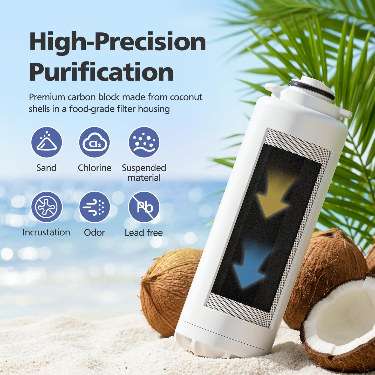 Water Replacement Filter Compatible with Elkay 51300C EWF3000, and EZH2O Bottle Filling Stations, Pre-Installed Smart Chip for EWF3000, ERF750, 51299C, 55898C, 3000 Gallon Capacity, 1 Pack