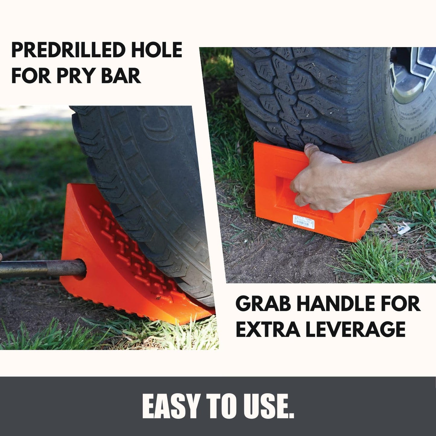 SECURITYMAN Heavy Duty Wheel Chocks (2 Pack) - Durable, Non-Slip, Solid Rubber Wheel Chocks for Boat Trailers, RV, Truck, Camper - Perfect on All Surfaces and in All Weather - Orange…