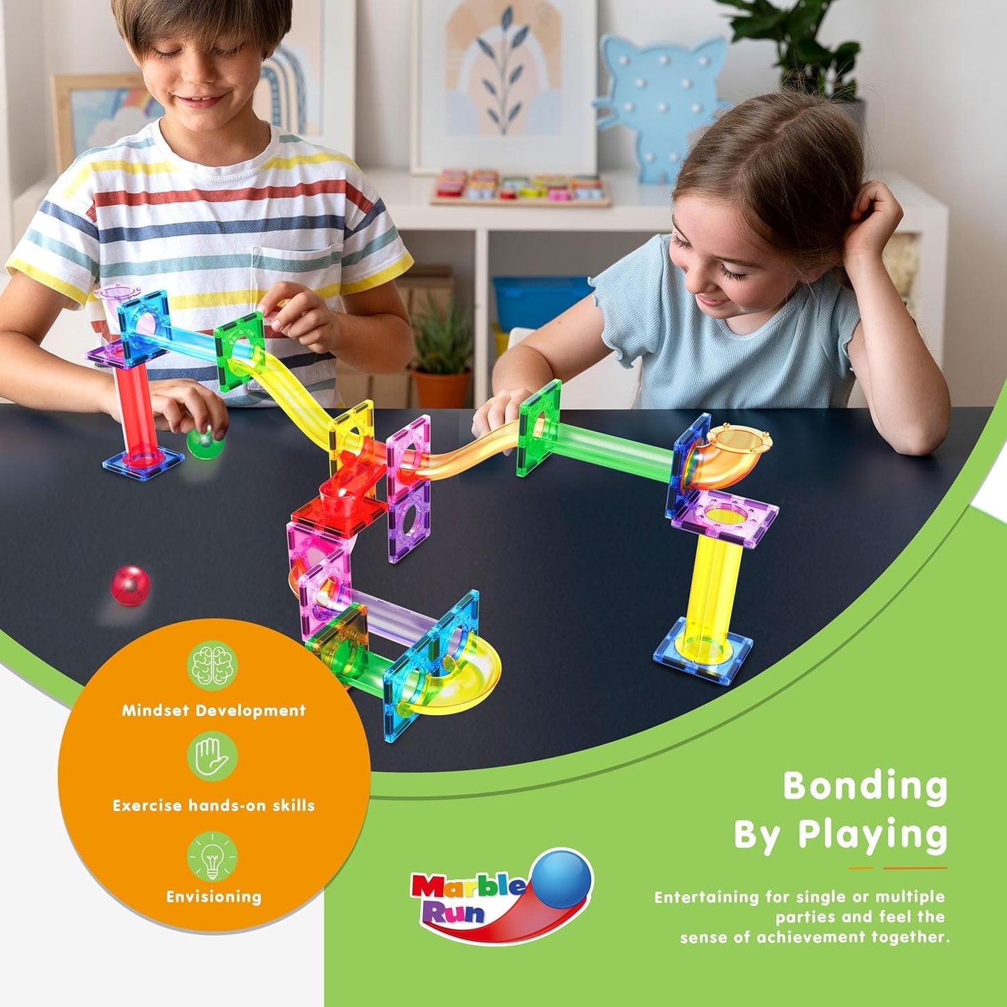 PicassoTiles® 40pc Marble Run Building Blocks PTG40