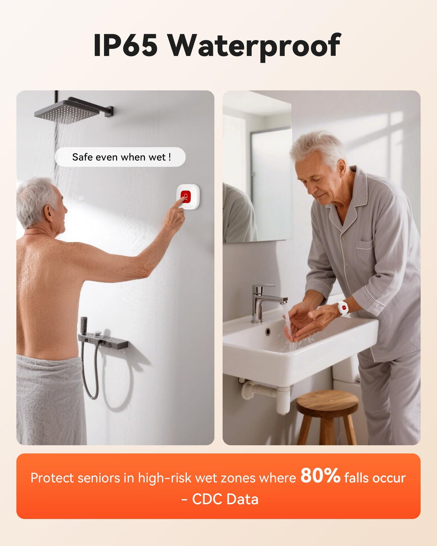 PILSAMAS WiFi Caregiver Page Wireless Call Button System - 1 Lanyard + 1 Wristband Emergency Button, No Monthly Fee, APP Alert, Custom Name/Tones, Fall Alert Devices for Elderly at Home, Nursing Care