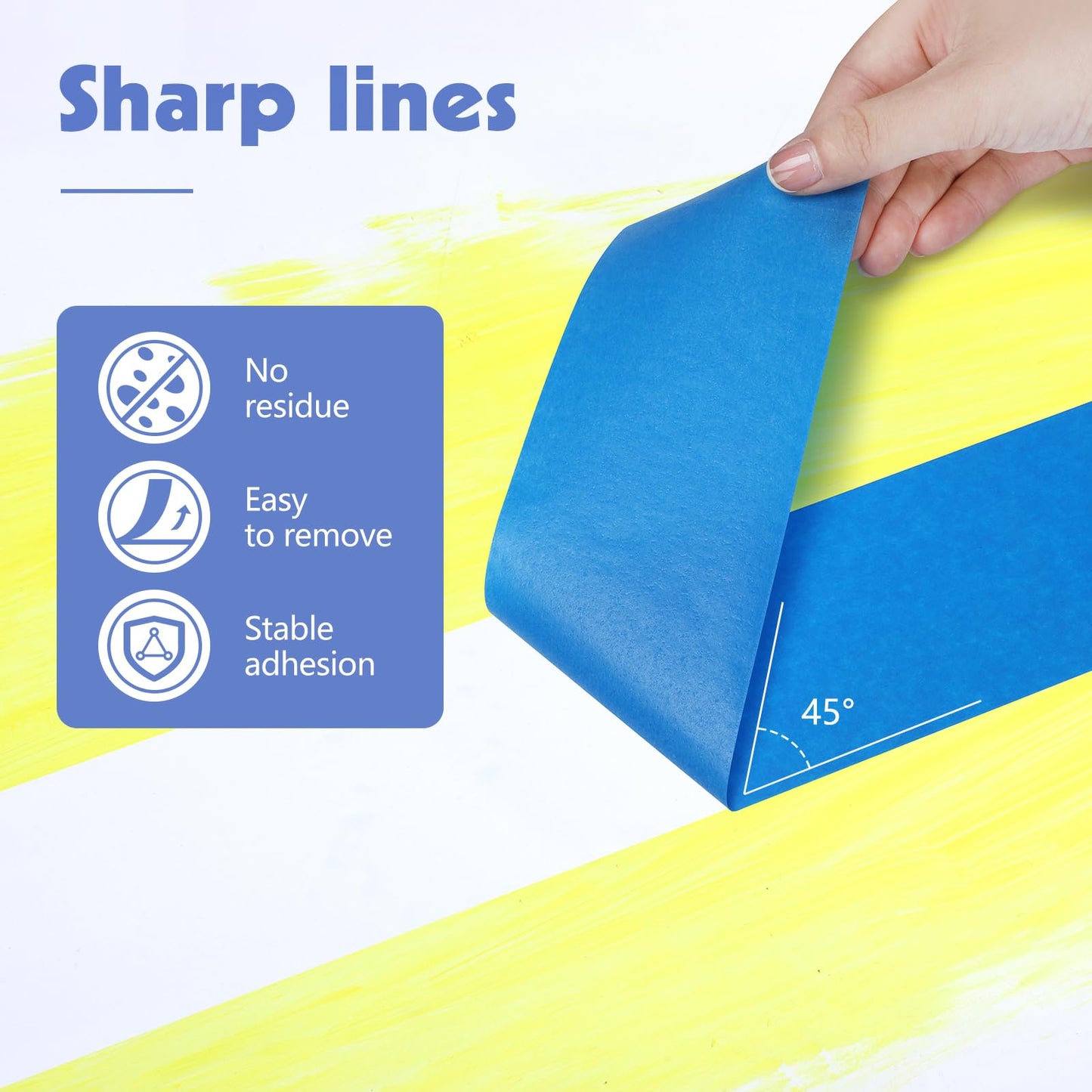 Fyguard 6 Rolls Blue Painters Tape 2.83Inch×55 Yards (Total 330 Yards) Painters Tape Bulk, Blue Masking Tape for Wall Painting Packaging DIY Project