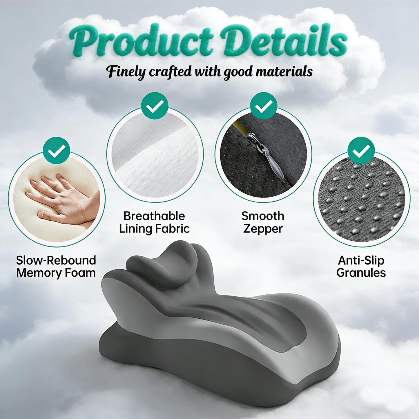 Adjustable Intimacy & Pregnancy Support Pillow - Ergonomic Foam Wedge Cushion for Back Pain, Sitting, Lying, Multi-Position with Removable Washable Cover (Dark Gray)