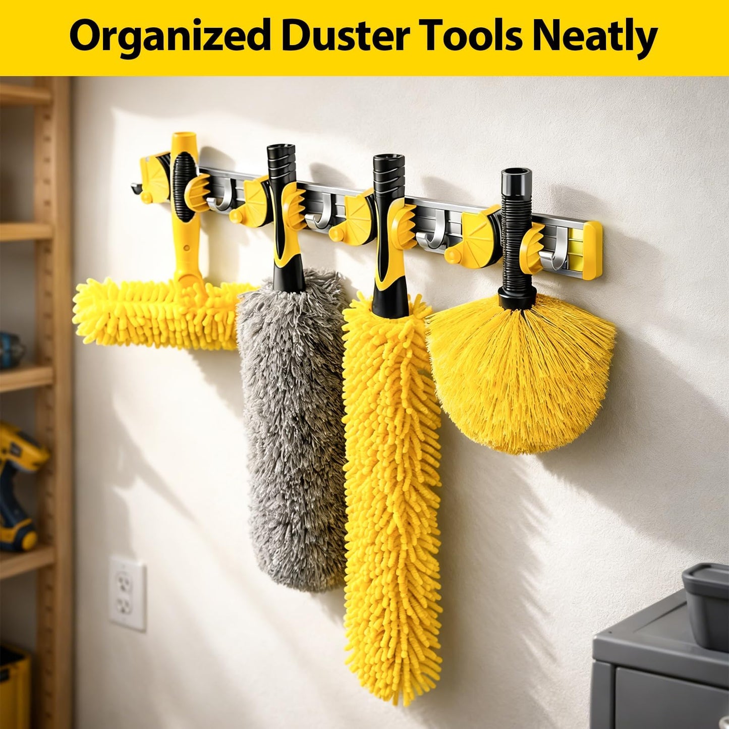 20 Foot High Ceiling Duster Kits with 5-12ft Heavy Duty Extension Pole, High Reach Duster for Cleaning,Microfiber Feather Duster,Cobweb Duster,Ceiling Fan Duster,Window Squeegee & Cleaner