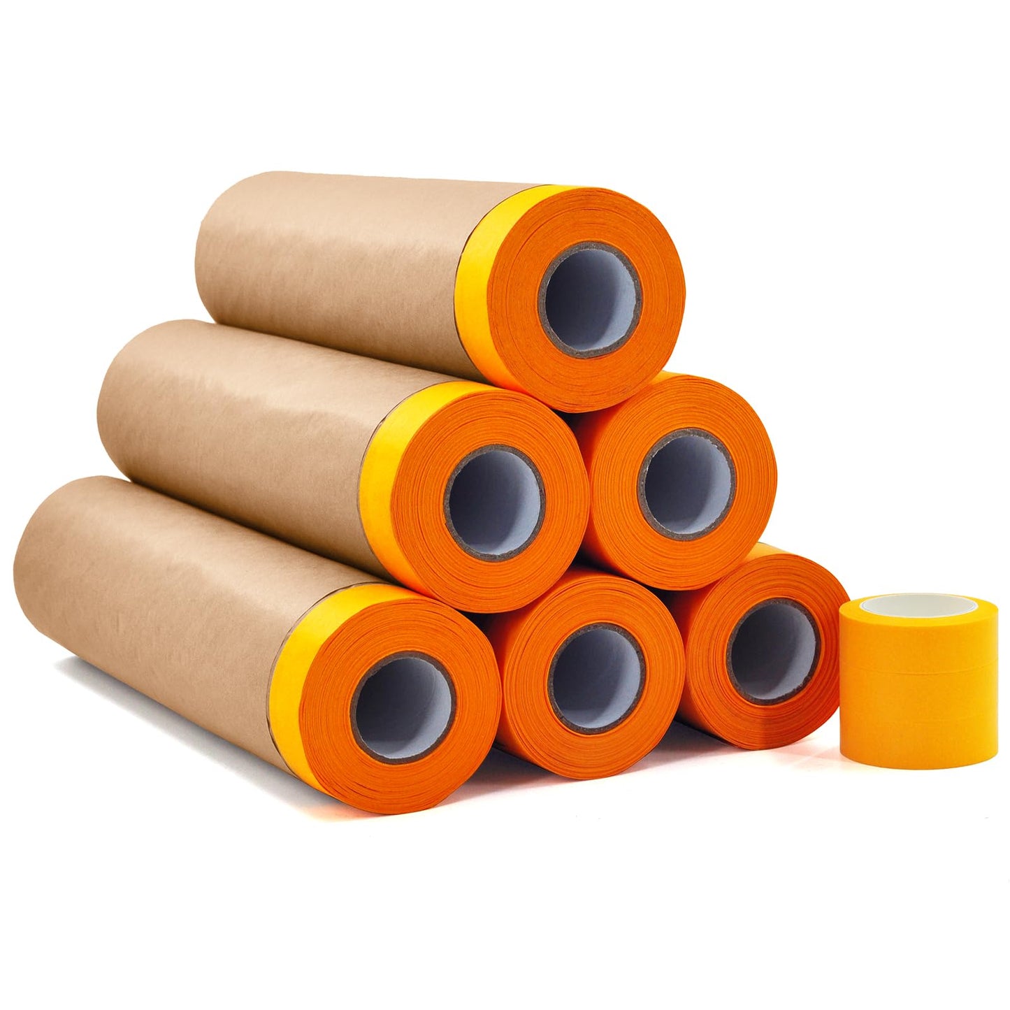YOUMEIYUAN Pre-Taped Paint Masking Paper and Masking Tape Sets, 22inch-50feet Painters Paper and Painters Tape, Automotive Paint Paper, Tape and Drape Waterproof for Painting Protection Covering (6)