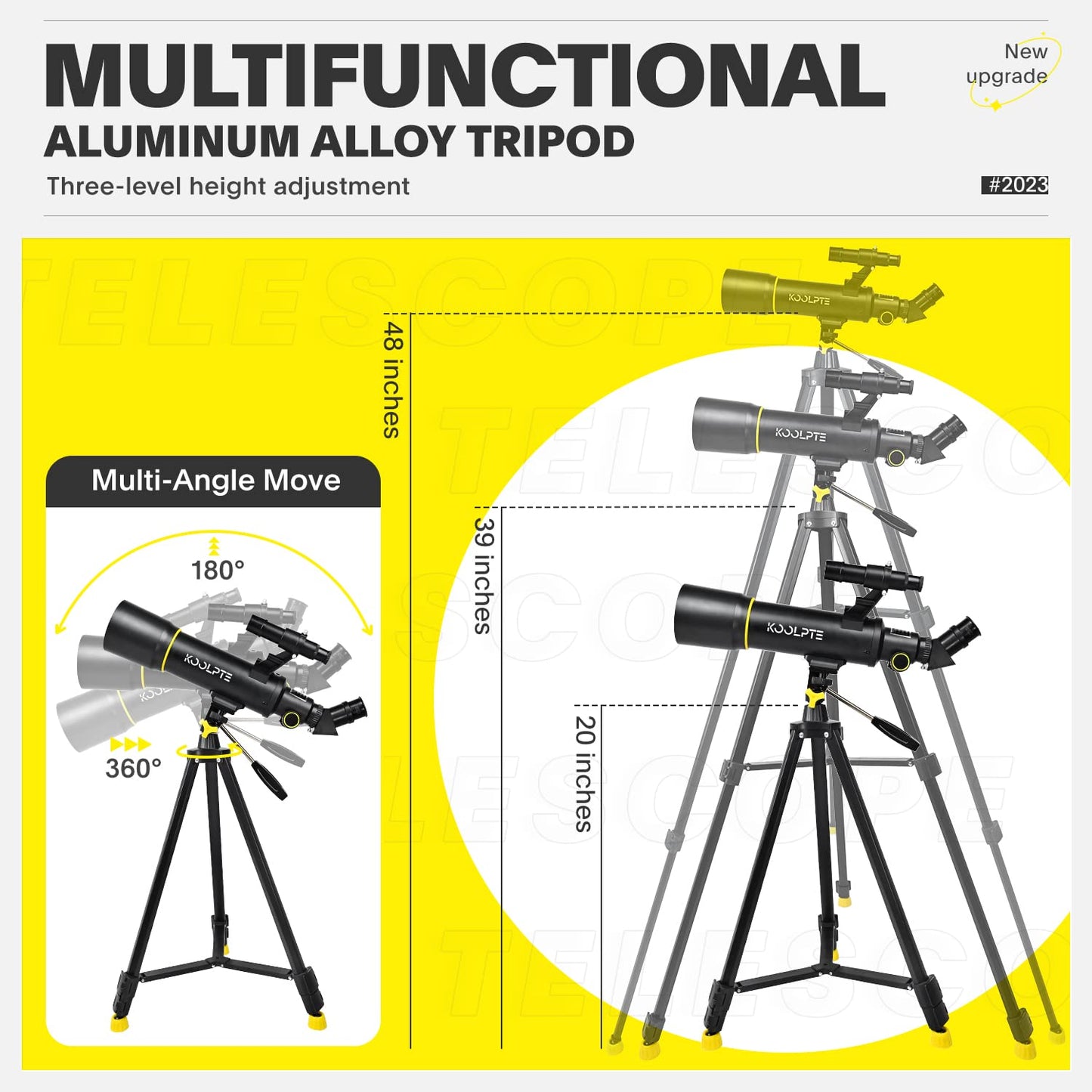 Koolpte Telescope, 70mm Aperture 400mm AZ Mount Astronomical Refracting Telescope (20x-200x) for Kids & Adults, Portable Travel Telescope with Tripod Phone Adapter, Remote Control, Easy to Use, Black
