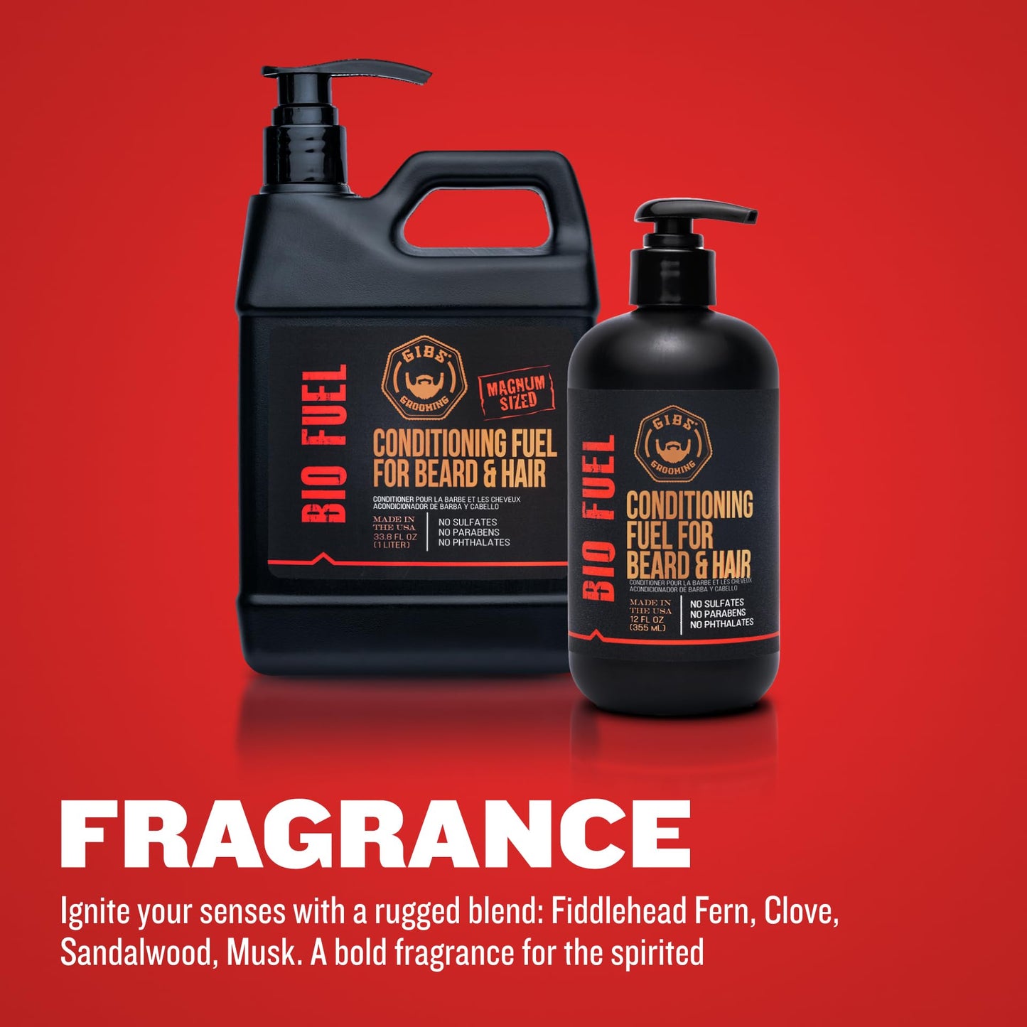 GIBS BioFuel Hair Conditioner For Men - Beard & Hair Conditioner Moisturizing, Liter, 33.8 Fl Oz (Pack of 1)
