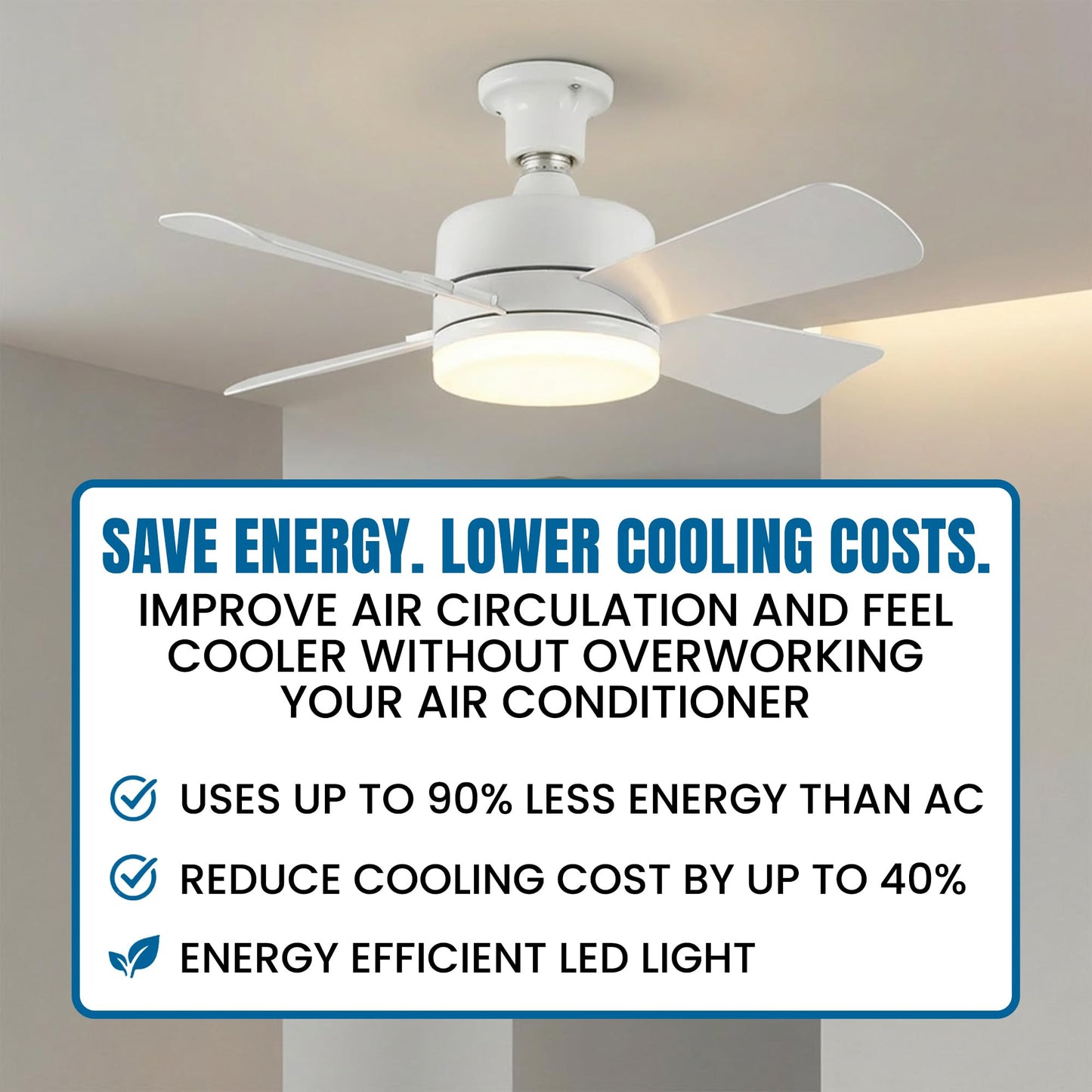 Bell+Howell Socket Breeze 15.4" Socket Fan Light, 5-Speed Deluxe Model – Portable Low Profile Ceiling Fans with Lights and Remote Control – For Bedroom, Kitchen, Living Room