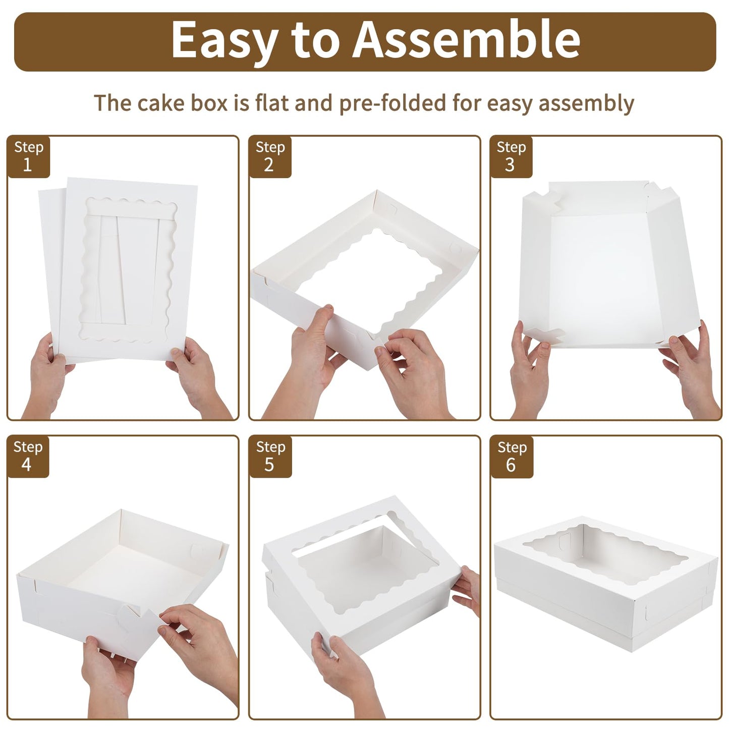 Moretoes 40pcs 14x10x4in Sheet Cake Boxes, Quarter Sheet Bakery Boxes with Window, for Pastry Baking Cake, Cupcakes, Donuts, Cookies, Pie Treat Packaging For Graduation, White Large