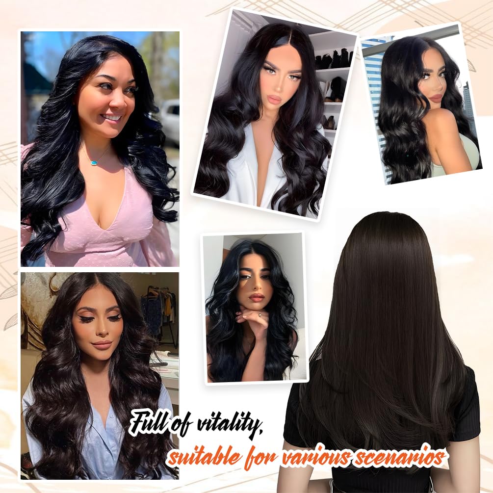 Invisible Wire Hair Extensions Real Human Hair - 16 Inch 80G Jet Black Transparent Fish Line Clip-Ins Hair Piece, 100% Remy Human Hair Extensions for Women
