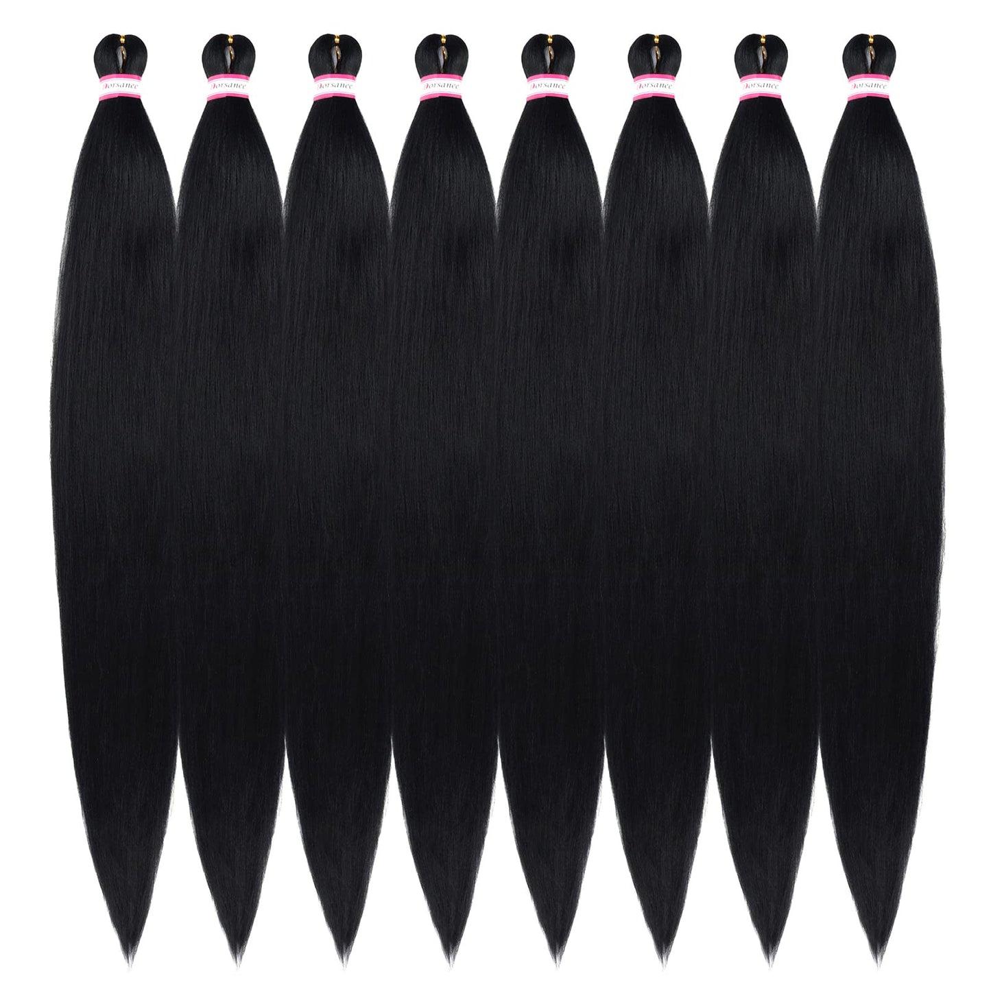 Pre Stretched Braiding Hair 8 Packs 42 Inch Natural Black Color Long Professional Hair for Braiding Twist Braids Itch Free Hot Water Setting Yaki Straight Synthetic Hair Extensions (#1B)