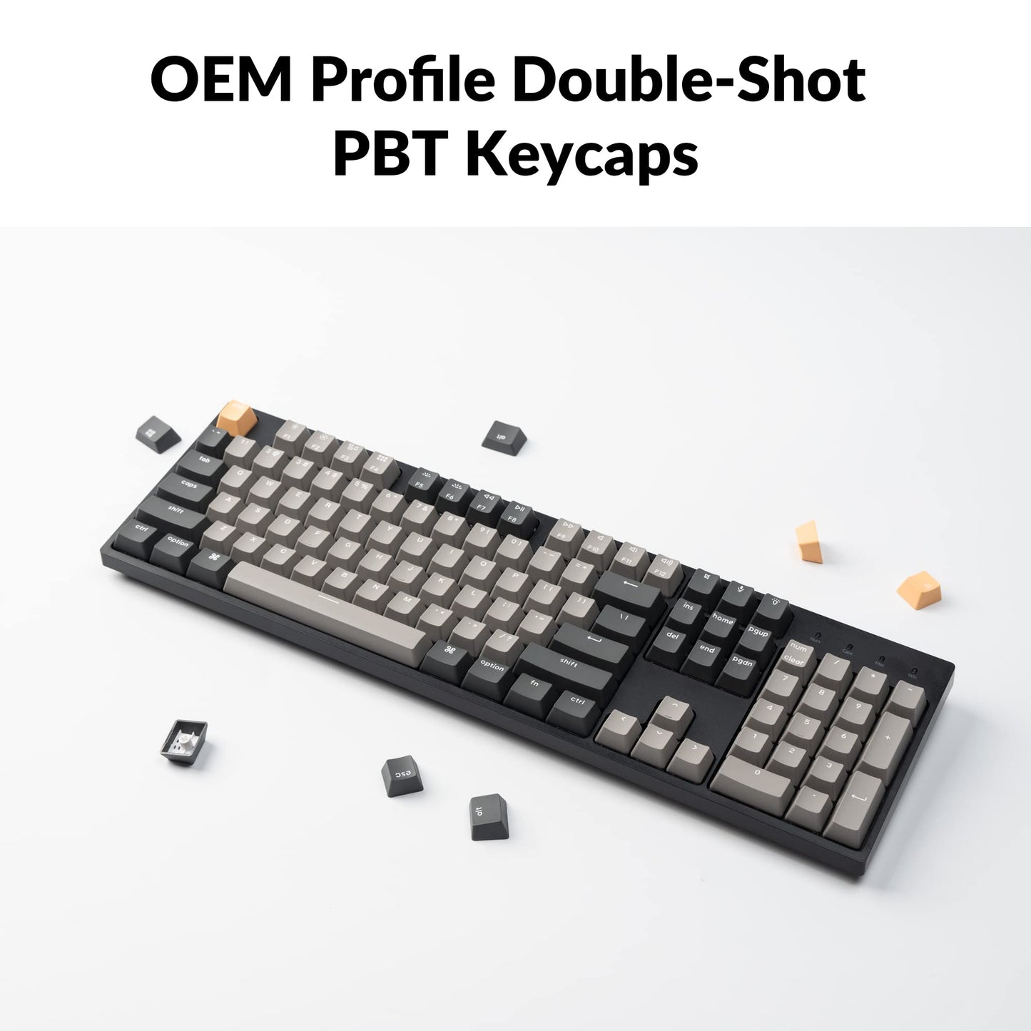 Keychron C2 Pro Wired Custom Mechanical Keyboard Full Size Layout QMK/VIA Programmable Macro White Backlit with Keychron K Pro Brown Switch OEM Profile Double-Shot PBT Keycaps for Mac Windows Linux