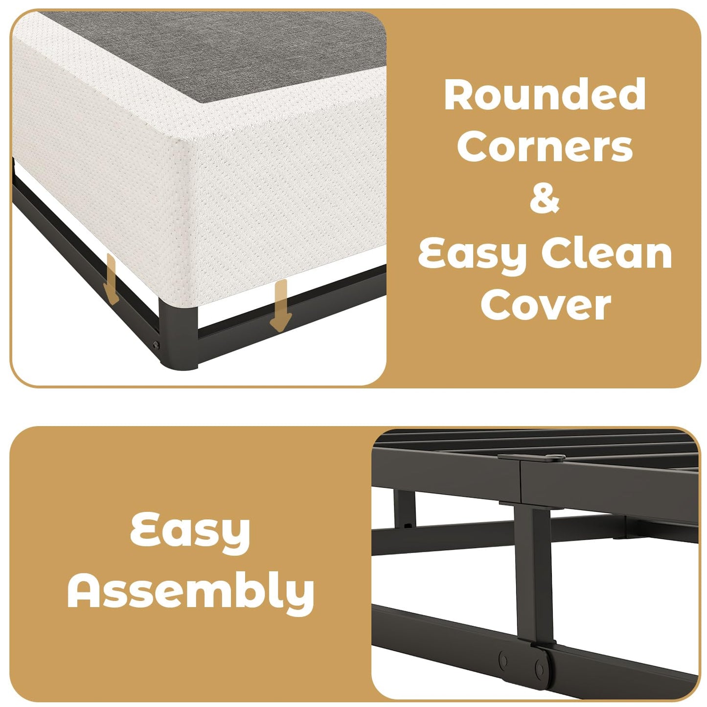 NHODIR Twin Box Spring 9 Inch Heavy Duty Box Spring Mattress Foundation, Metal Bed Base with Fabric Cover, Noise Free Easy Assembly