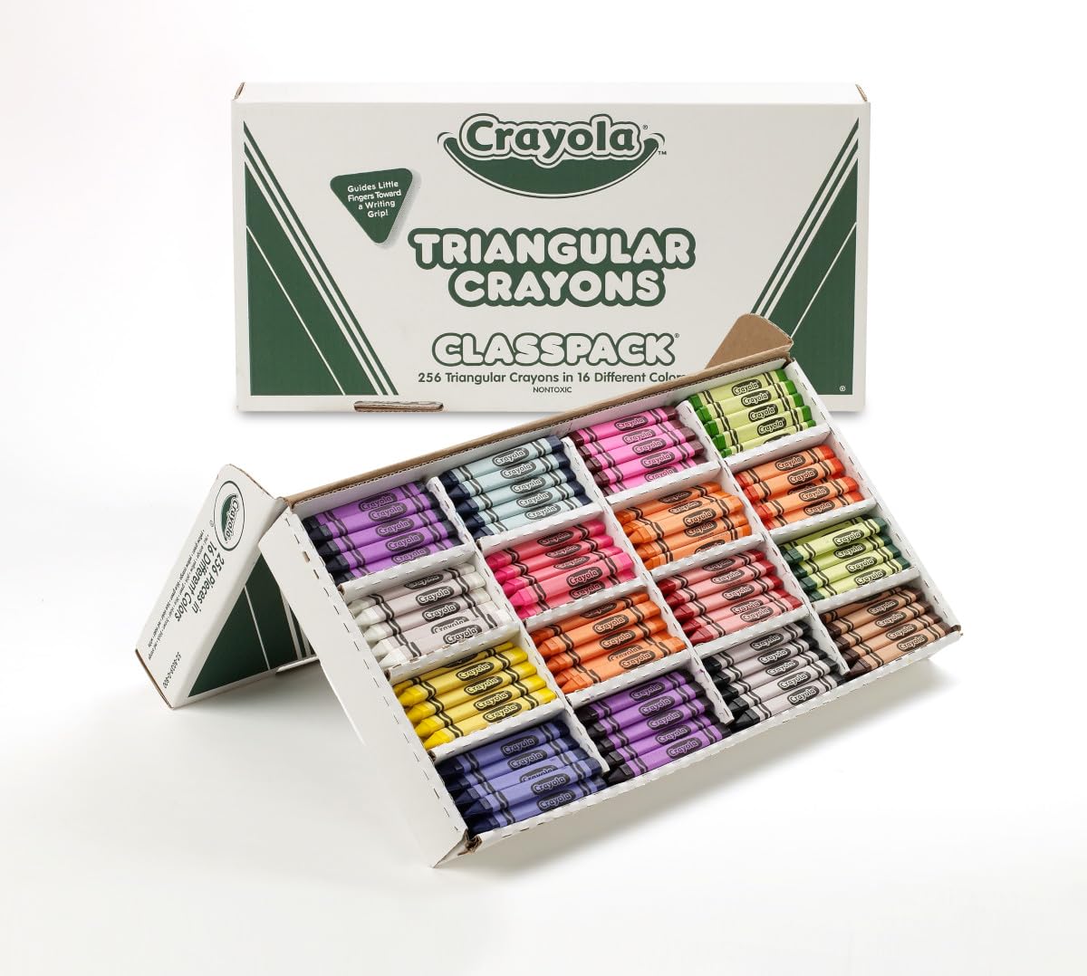 Crayola BIN528039 Triangular Crayon Classpack, 16 Colors, 256 Count