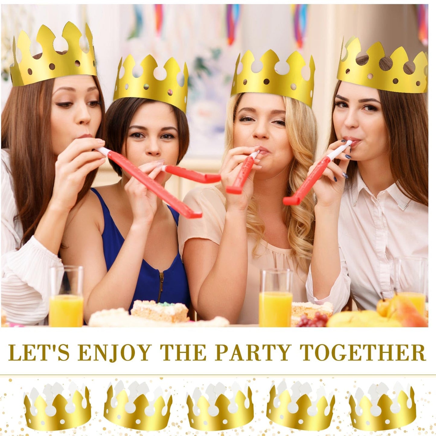Crtiin 200 Pcs Golden Paper Crowns Bulk King Gold Party Crown Princess Hats for Birthday Celebration Party Supplies(Classic Style)