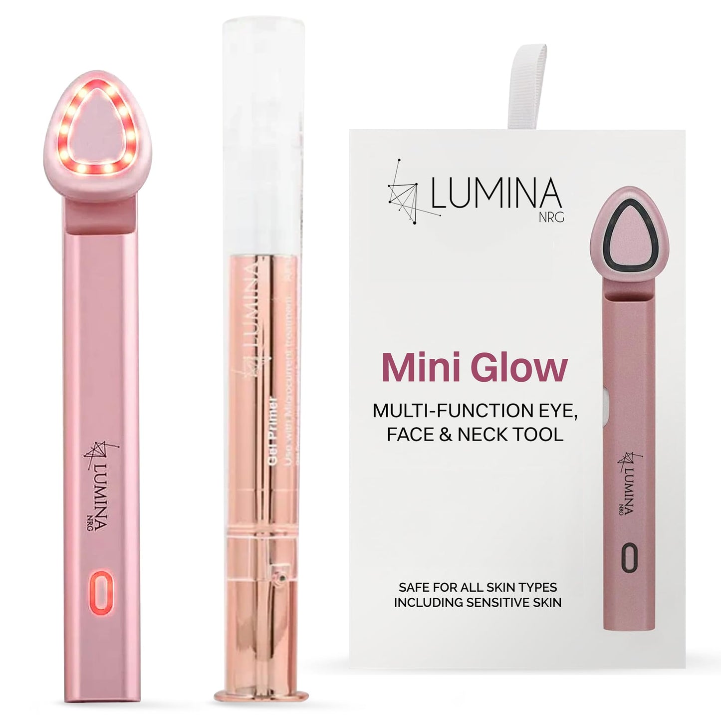 Lumina NRG Mini Glow PRO 5-in-1 LED Face Wand – Skin Lifting, Tightening & Firming Device, Wrinkle Reducer & Facial Massager
