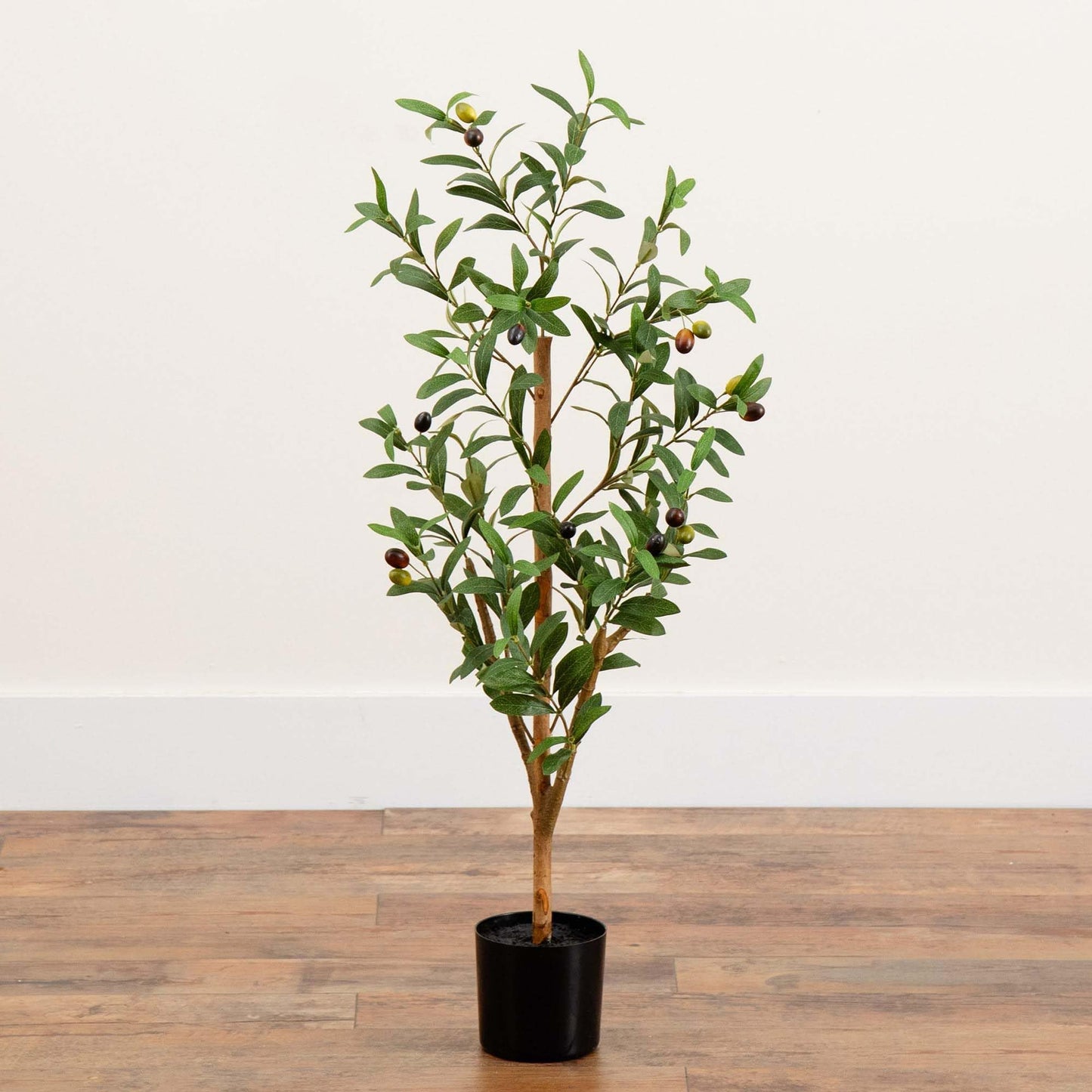 Nearly Natural Olive Tree - 3FT Tall Silk Faux Olive Tree for Home and Office Decor, Realistic Branches and Lifelike Fruits, Natural Wood Trunk, Potted