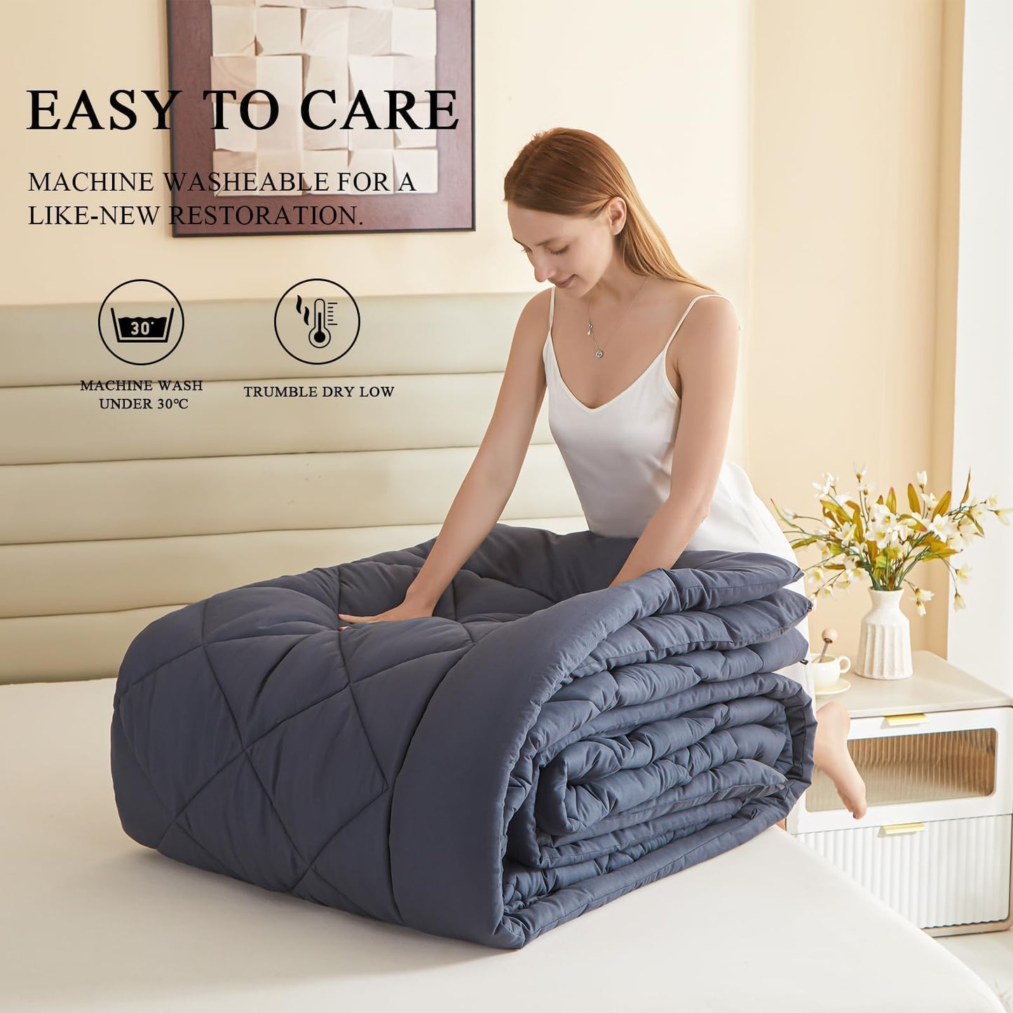 MIOTO 132x120 Alaskan King Comforter, Extra Large King Size Comforter Oversized, All Season Soft Lightweight Quilt Down Alternative Duvet Insert with 8 Corner Tabs(120x132, Grey)
