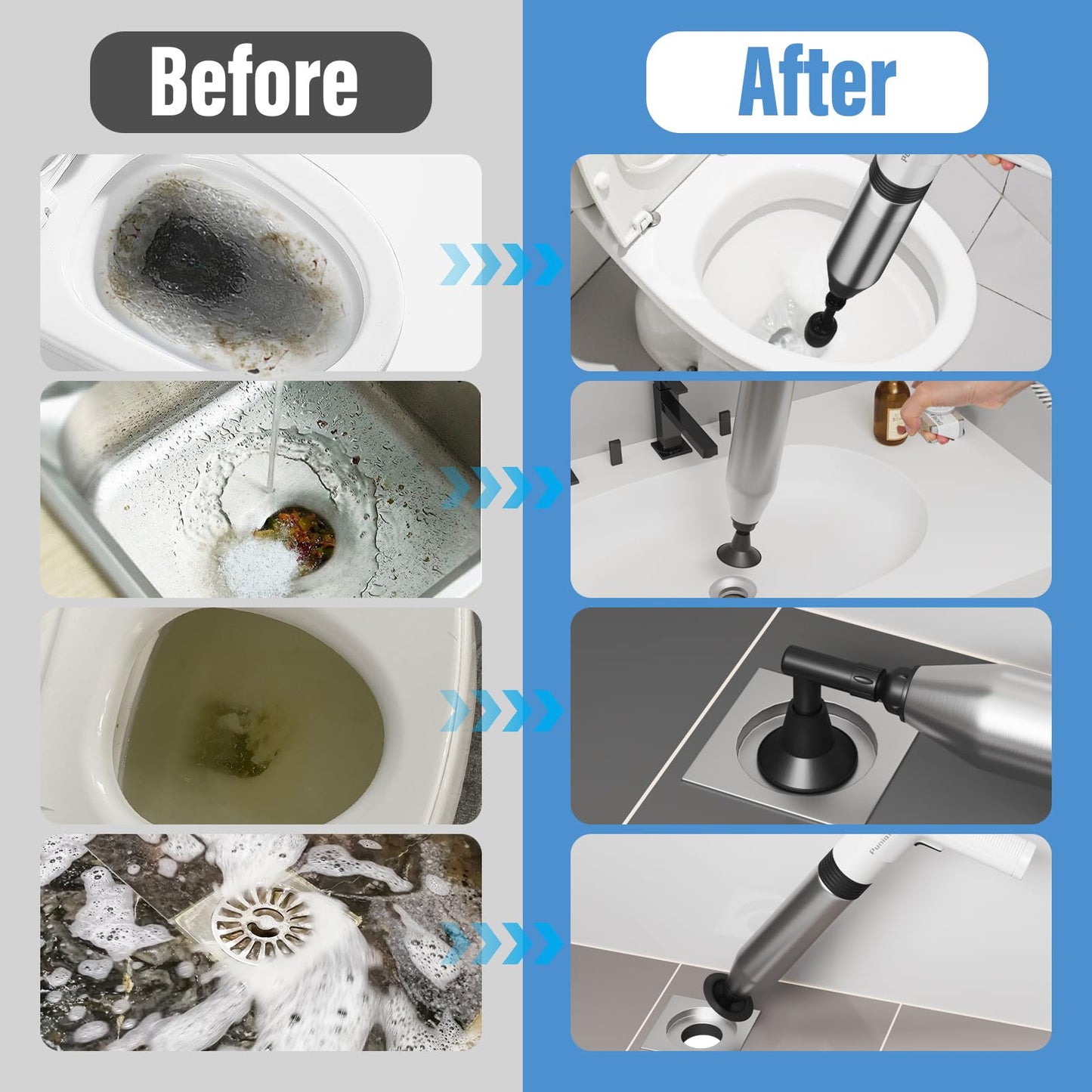 Puniarmu Electric Toilet Plunger,Unclog In One Shot,Remover For Bathroom,Kitchen Pipes Clog,High Pressure Air Plungers For Bathroom Heavy Duty (White)
