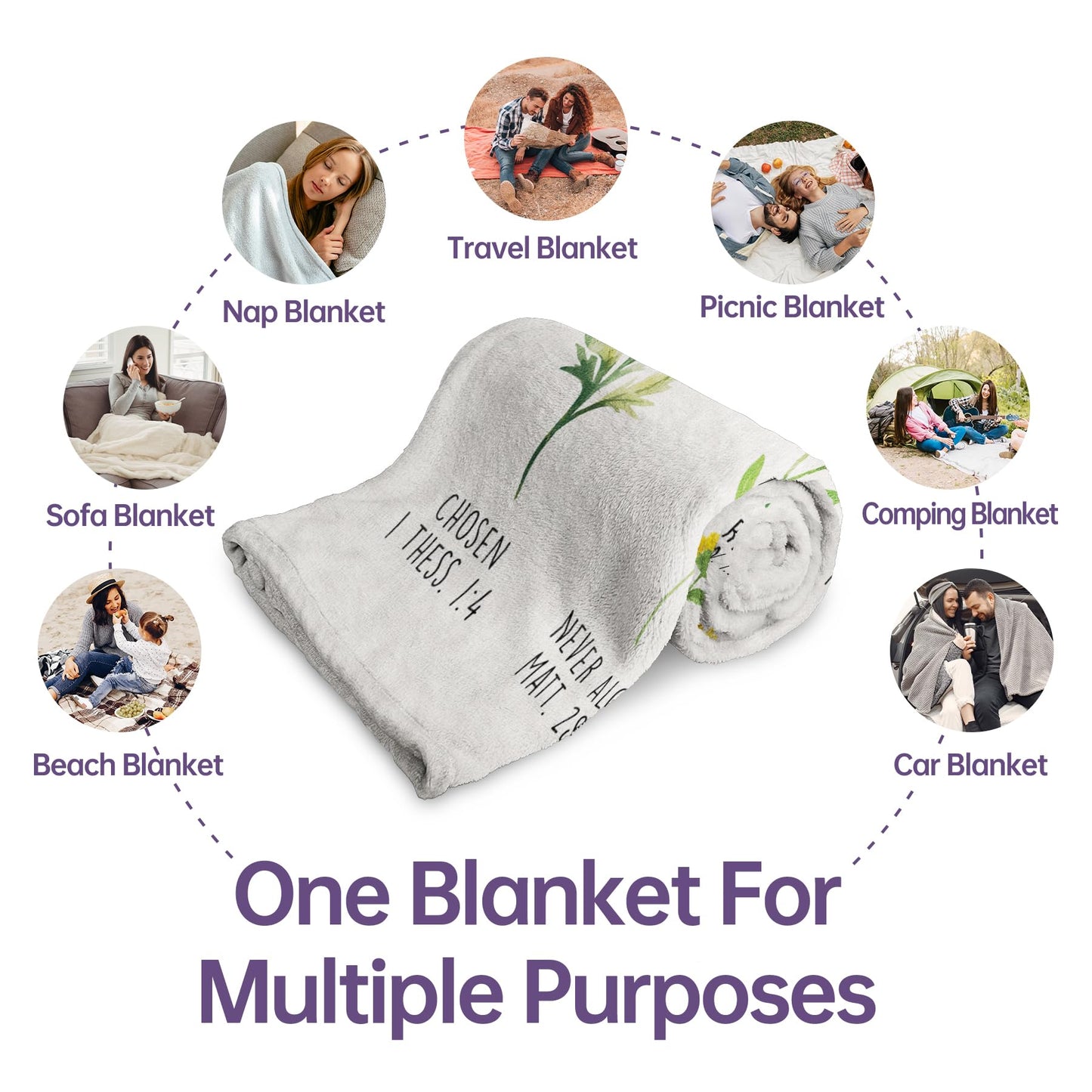 Afterprints Christian Gifts for Women, Christian Blanket with Flowers, Birthday Gifts for Women, Inspirational, Religious Gifts for Sister, Friend, Daughter, Mom, Soft Throw Blankets 60" x 80"
