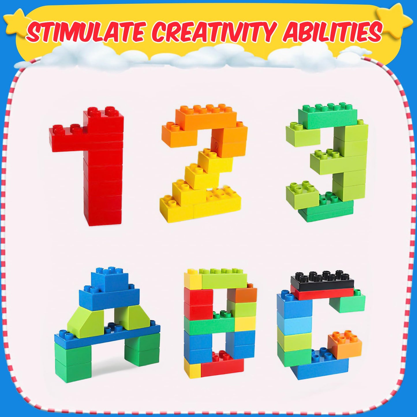 Large Building Blocks Set, 94 Pcs Kids Pre-School Toy Early Learning Big First Building Blocks for Toddler Boys Girls Aged 3+