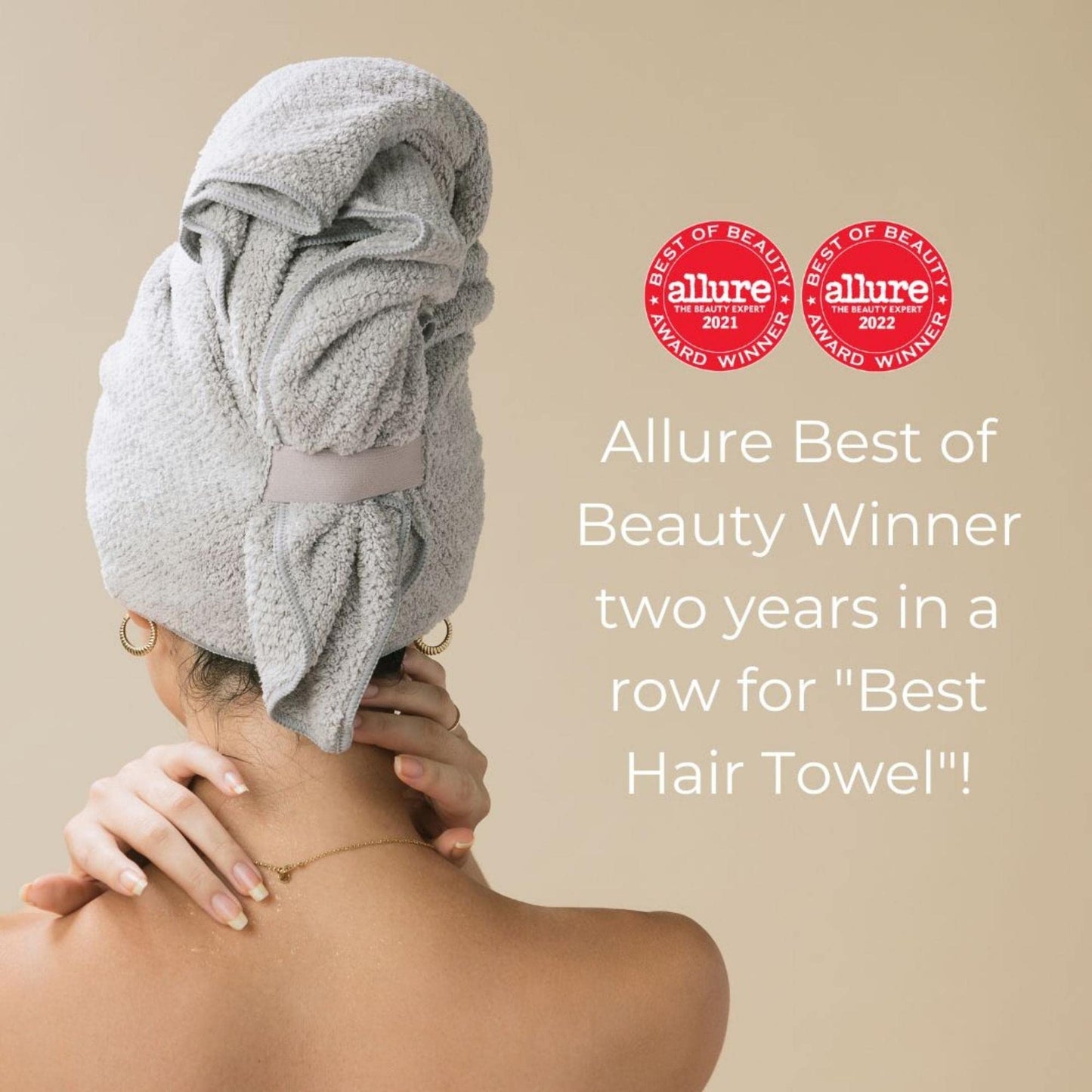 VOLO Salt White Hair Towel, Spa Headband & Scrunchie Set | Ultra Soft, Super Absorbent, Quick Drying Nanoweave Fabric | Towel Hair Accessories | The Core Collection | Microfiber