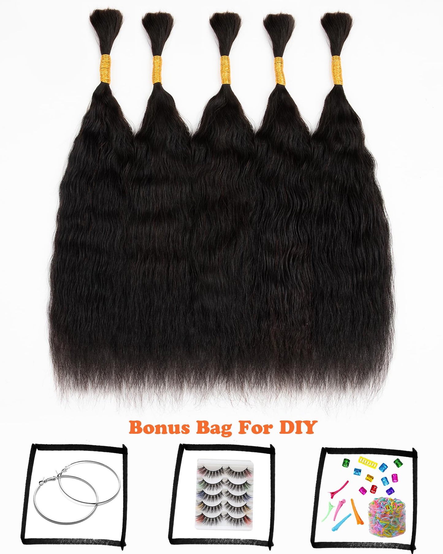 Super Wave Human Braiding Hair-Bulk Human Hair for Braiding,Wet And Wavy Bundles Human Hair for Boho Braids,100% Top Grade Unprocessed Brazilian Virgin Hair Extensions(18 Inch-5 Bundles,Natural Black)