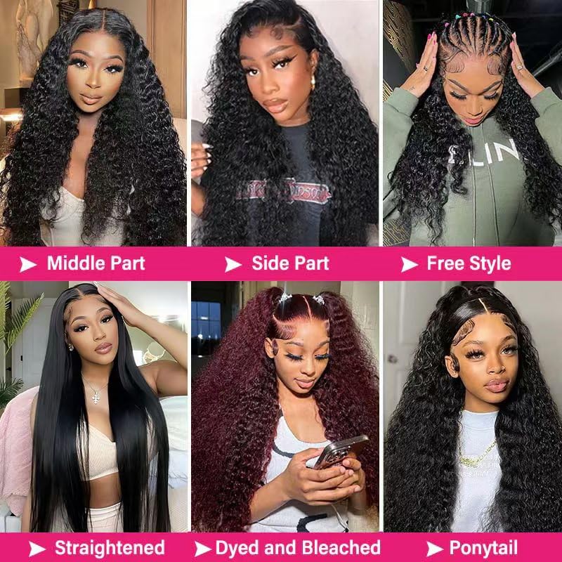SQU&CIR 28 Inch Deep Wave Lace Front Wigs Human Hair 180% Density 13x4 HD Lace Front Wigs Human Hair Deep Curly Lace Frontal Wigs Human Hair Pre Plucked with Baby Hair