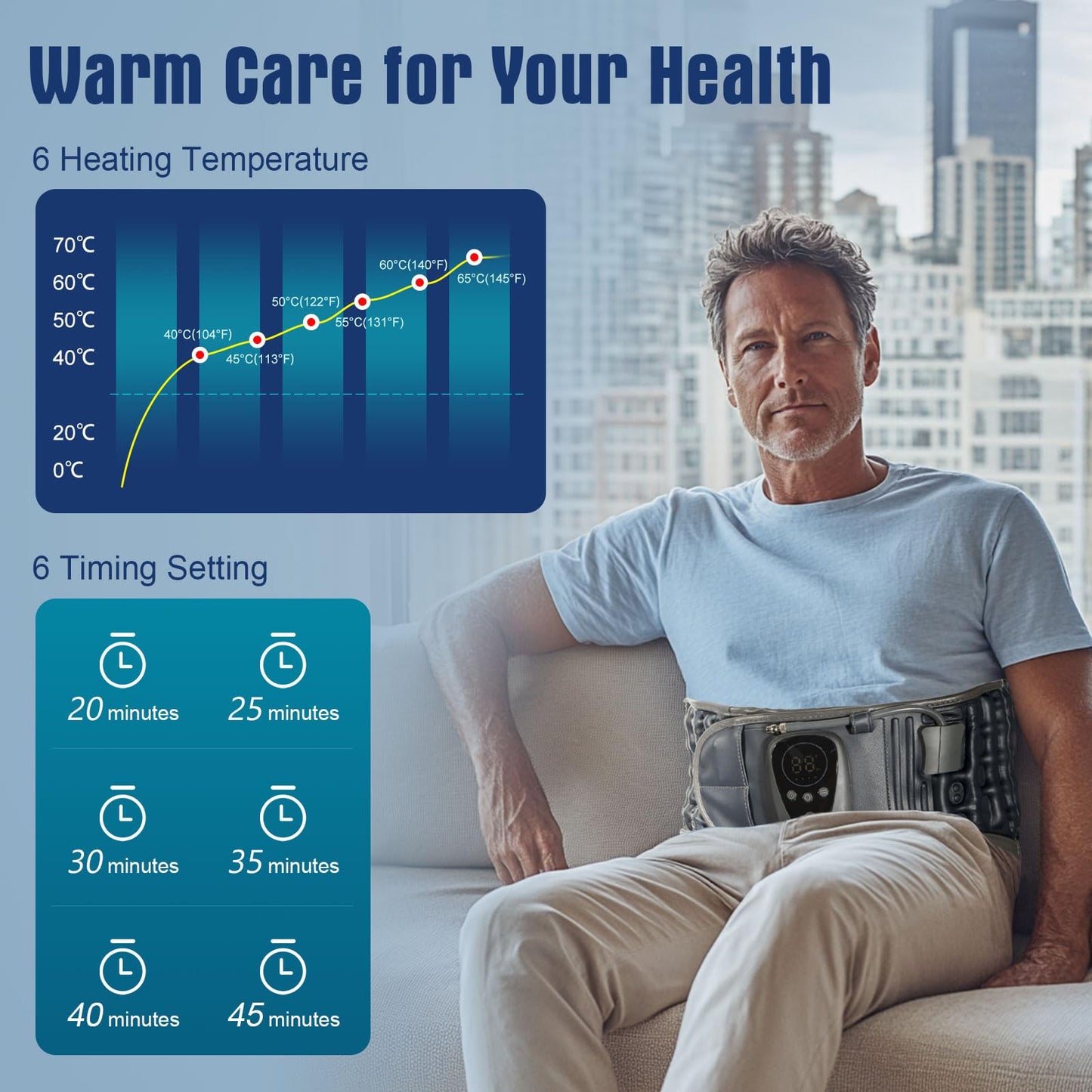 HONGJING Red Light Heating Decompression Belt with Electric Pump for Lower Back Pain, Cordless Heated Back Brace Inflatable Lumbar Support, One Size Fits 29-49 Waist