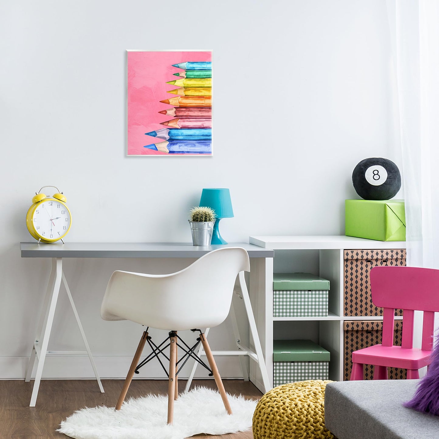 Stupell Industries 'Vibrant Pencils on Pink', Wall Plaque Art, 11 x 14 Inches, Easy to Hang and Sturdy, Made in USA, by Kim Allen