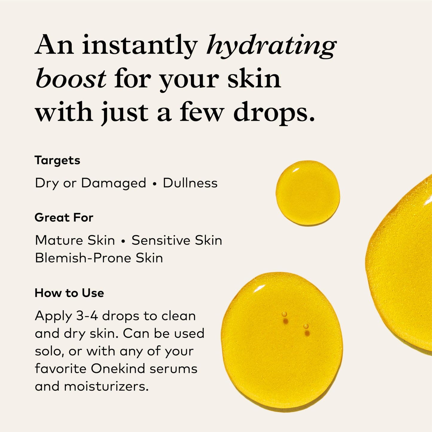 Onekind Golden State All-Natural Nourishing Facial Oil, Non-Comedogenic, Anti Aging Botanical Face Oil with Sea Buckthorn Extract, Rosehip, Carrot Seed and Apricot Oil for Skincare and Guasha, 1 Ounce