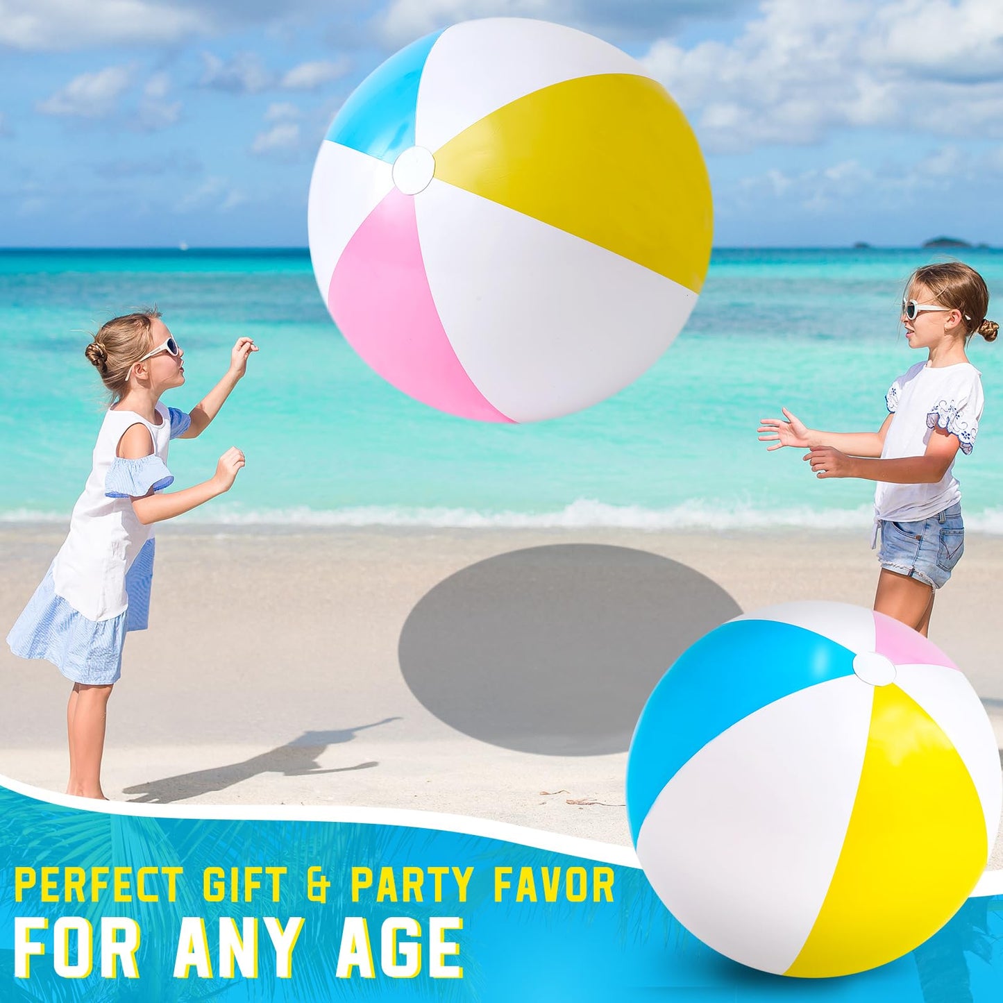 Supervitae 2 Pcs 27 Inch Rainbow Beach Balls Giant Inflatable Large Pool Beach Balls Inflatable Swimming Pool Toys for Summer Water Games (Bright Color)