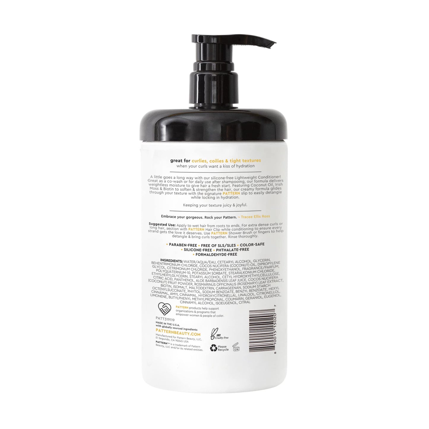 PATTERN Beauty by Tracee Ellis Ross Lightweight Conditioner, 29 Fl Oz, Rich Moisture for Curlies, Coilies and Tight-Textured Hair, 3a-4c