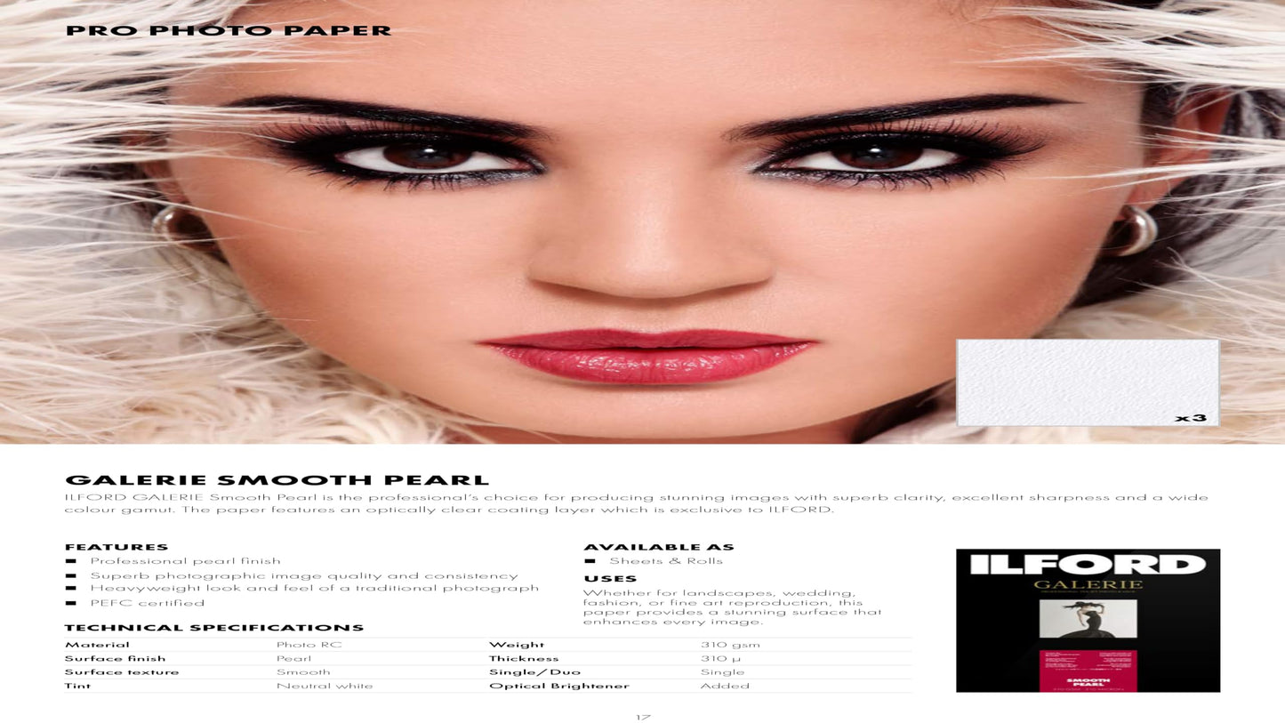 ILFORD GALERIE Prestige Smooth Pearl - 11 x 17 Inches, 25 Sheets (2001749)