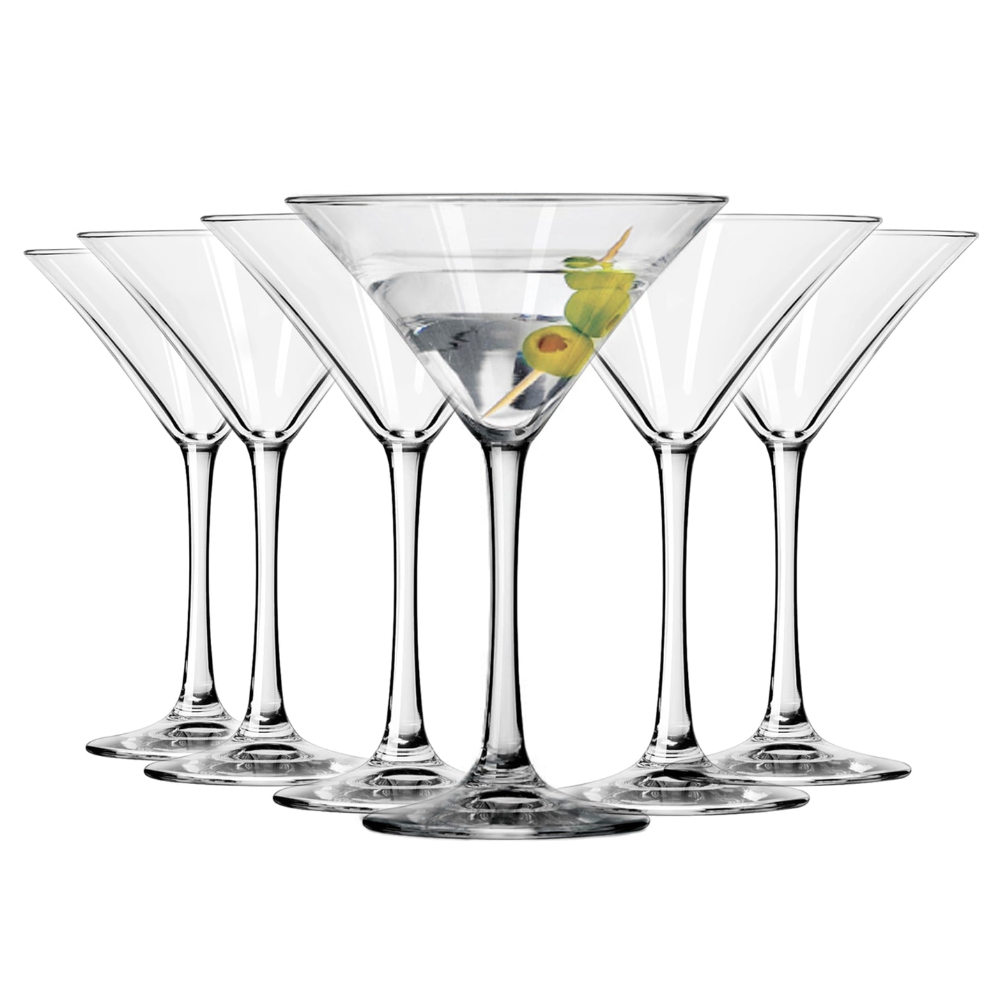 Libbey Entertaining Essentials Martini Glasses Set of 6, Tall, Slender, Triangular-Shaped Cocktail Glasses, Classic Martini Set for Wines, Cocktails