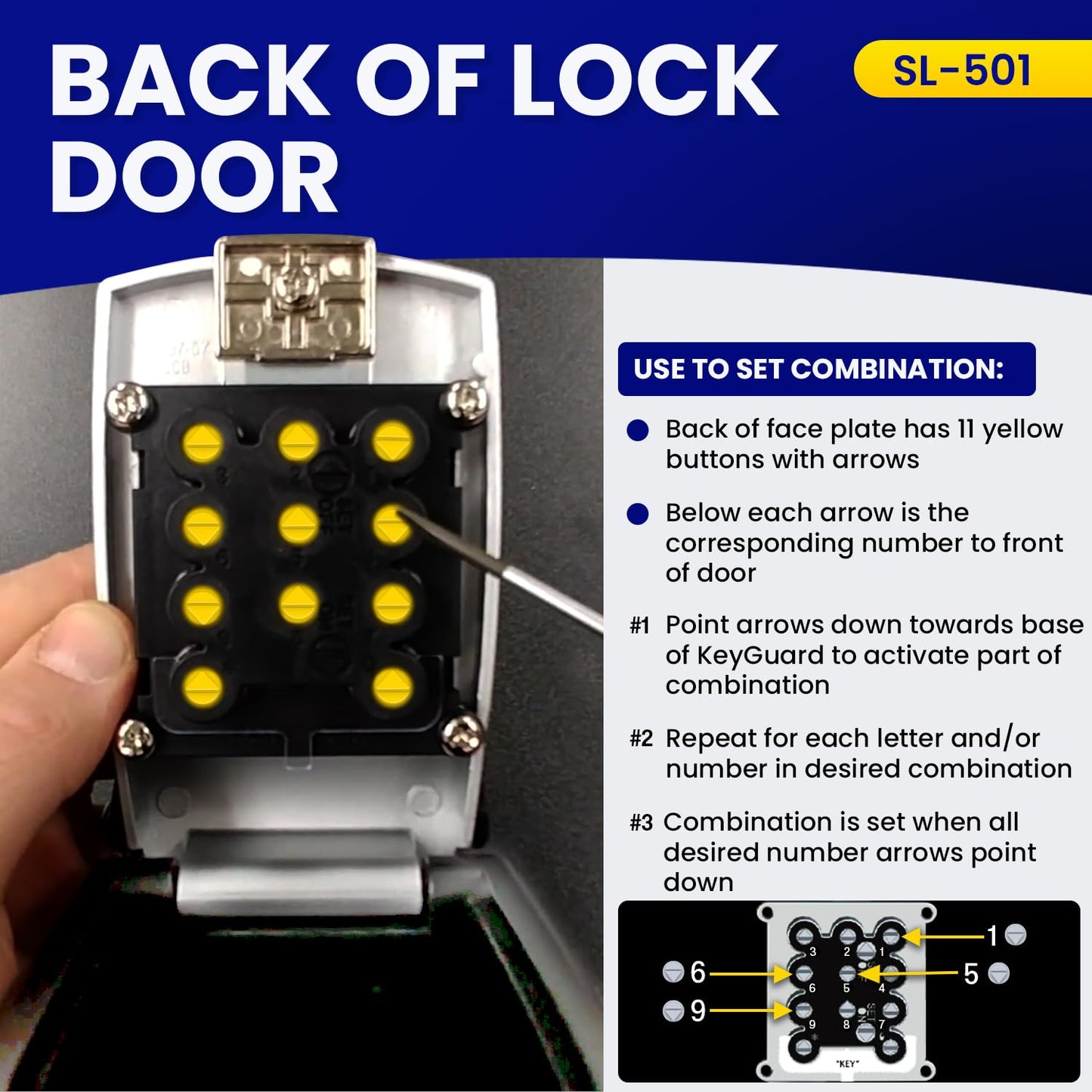 KeyGuard SL-501 Punch Button Lock Box | Portable Shackle LockBox For Outside - Fits House Keys, Car Keys, Fobs, & More | Keypad Safe Box, Digital Push Button Combination Lock | Black Finish