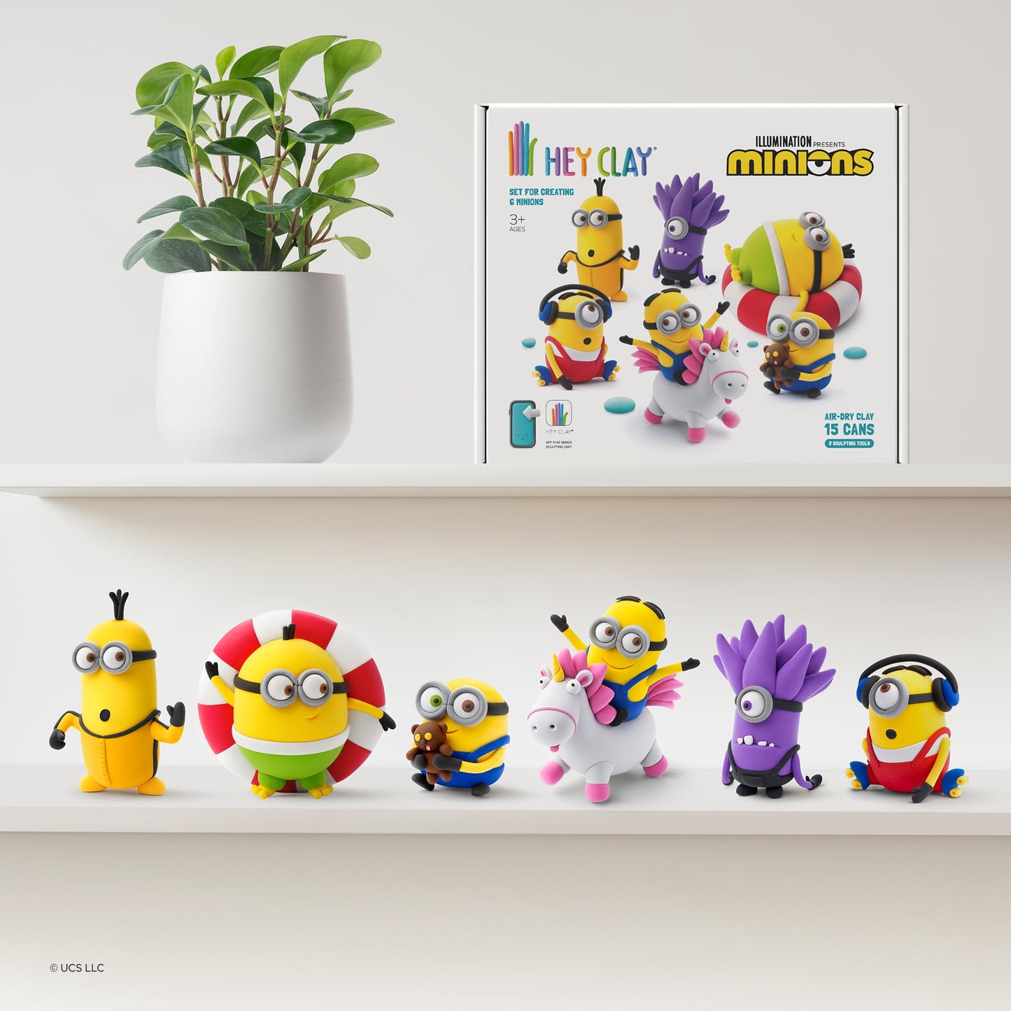 HEY CLAY Despicable Me Minions Set - Colorful Modeling Air Dry Clay for Kids - Air Dry Clay Kit 15 Cans and Sculpting Tools with Fun Interactive Instructions App - Age 3 and up