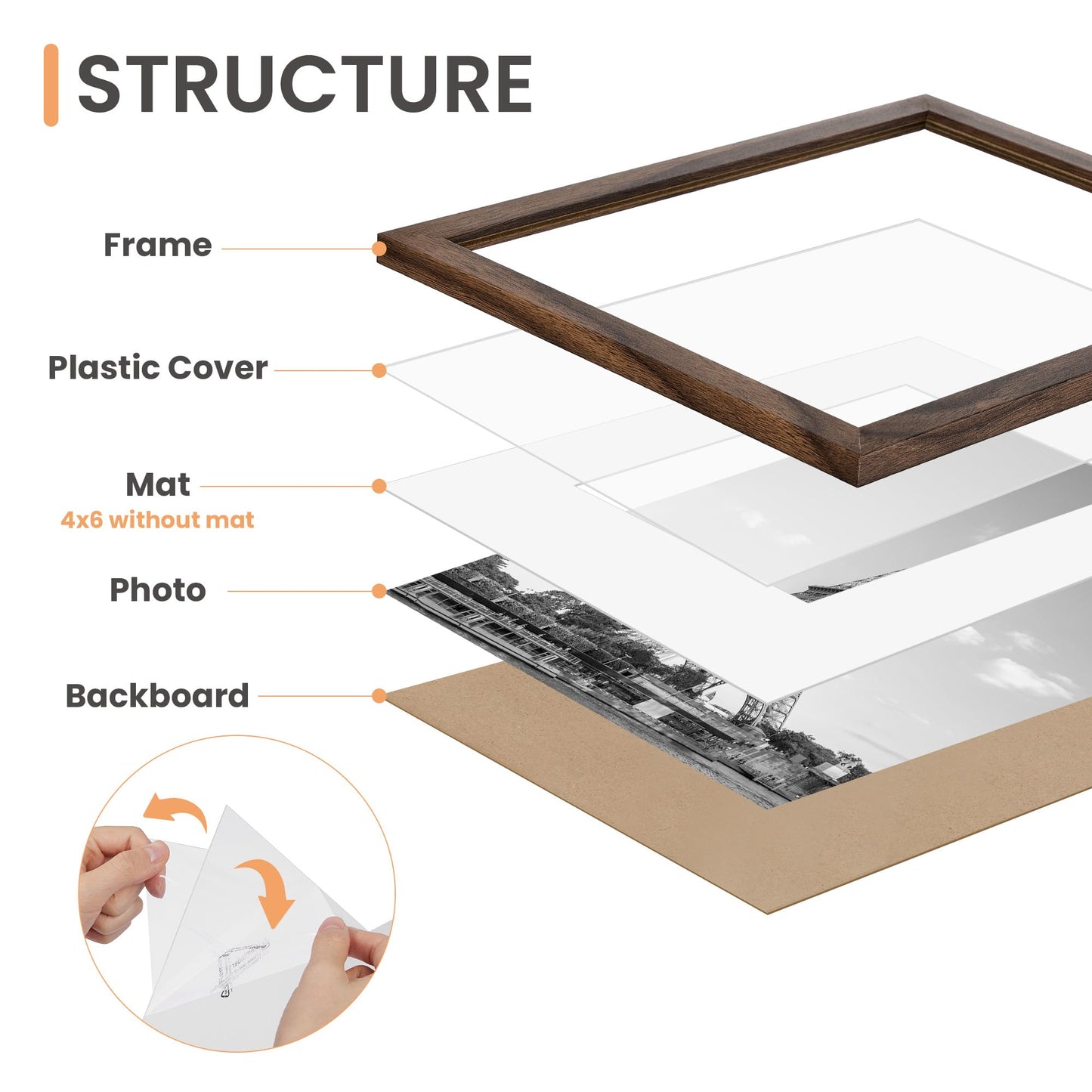 upsimples 19 Pack Picture Frames Collage Wall Decor for Mounting or Tabletop Display, Photo Gallery Frame Set for Family, Multi Sizes Including 8x10, 5x7, 4x6, Brown