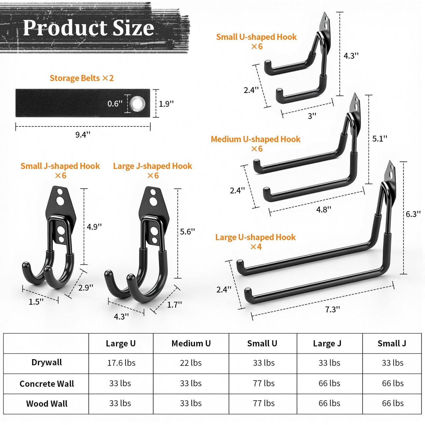 Housolution Steel Garage Hooks - 30Pack Anti-Slip Coating, Heavy Duty Wall Mount Hooks for Bikes, Garden Tools, Ladders, Hose, Bulk Items Ropes, Garage Tool Organizer with Extension Cord Wrap, Black