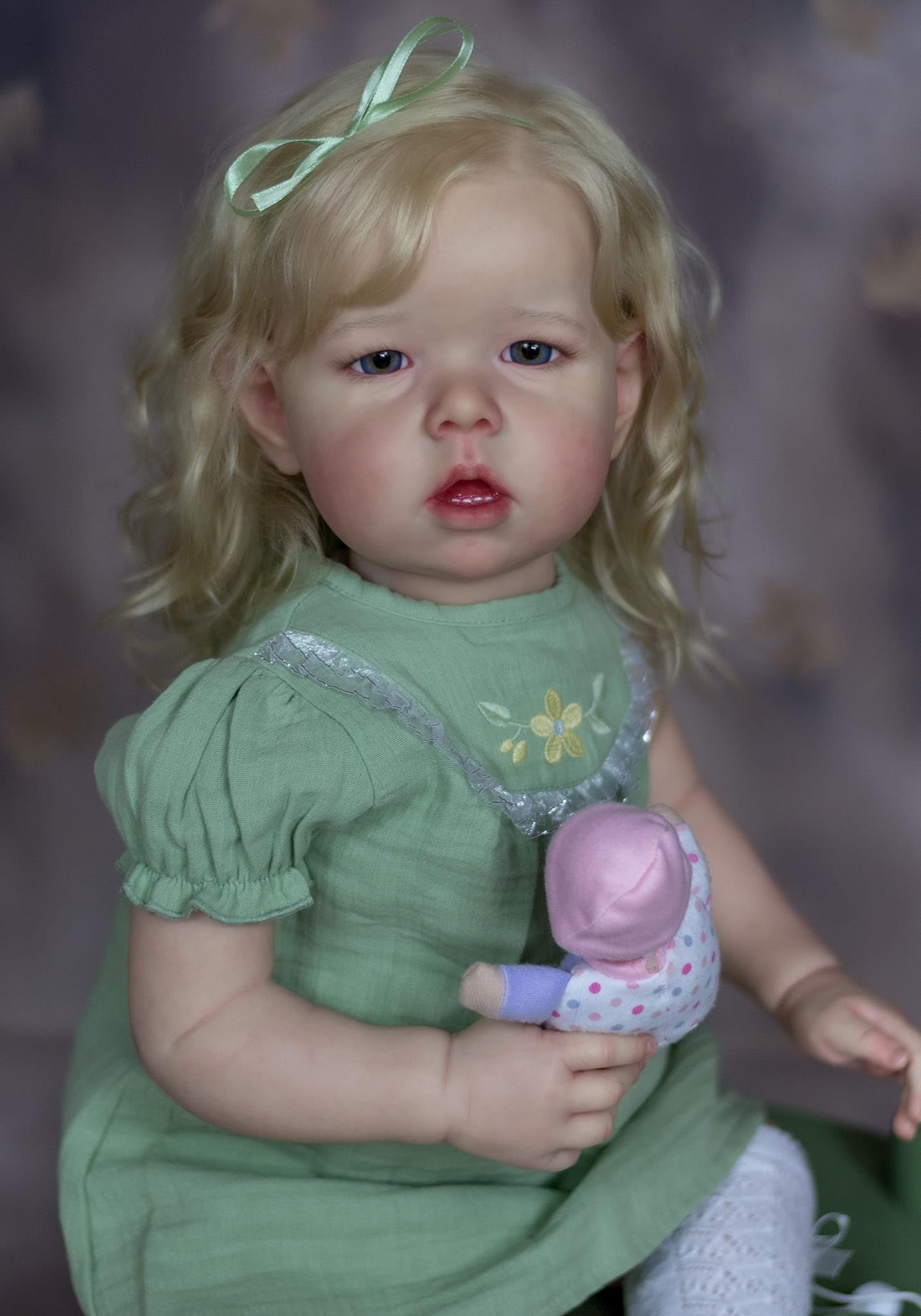 Pinky Reborn Baby Dolls 28 inch 70cm Silicone Vinyl Reborn Toddler Baby Doll Blonde Hair Realistic Real Lifelike Looking Newborn Dolls for Age 3+