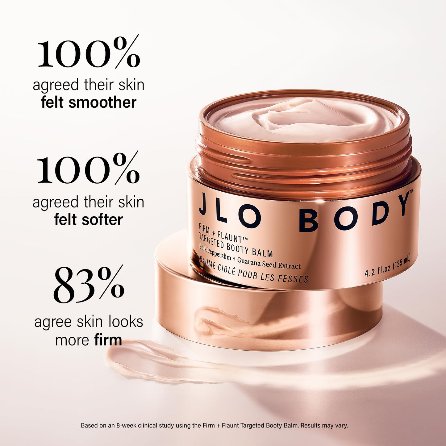 JLO BEAUTY Firm + Flaunt Targeted Booty Balm | Firms, Hydrates, Improves Skin Elasticity & Targets Arms, Waist, Booty, Hips and Thighs | 4.2 Ounce