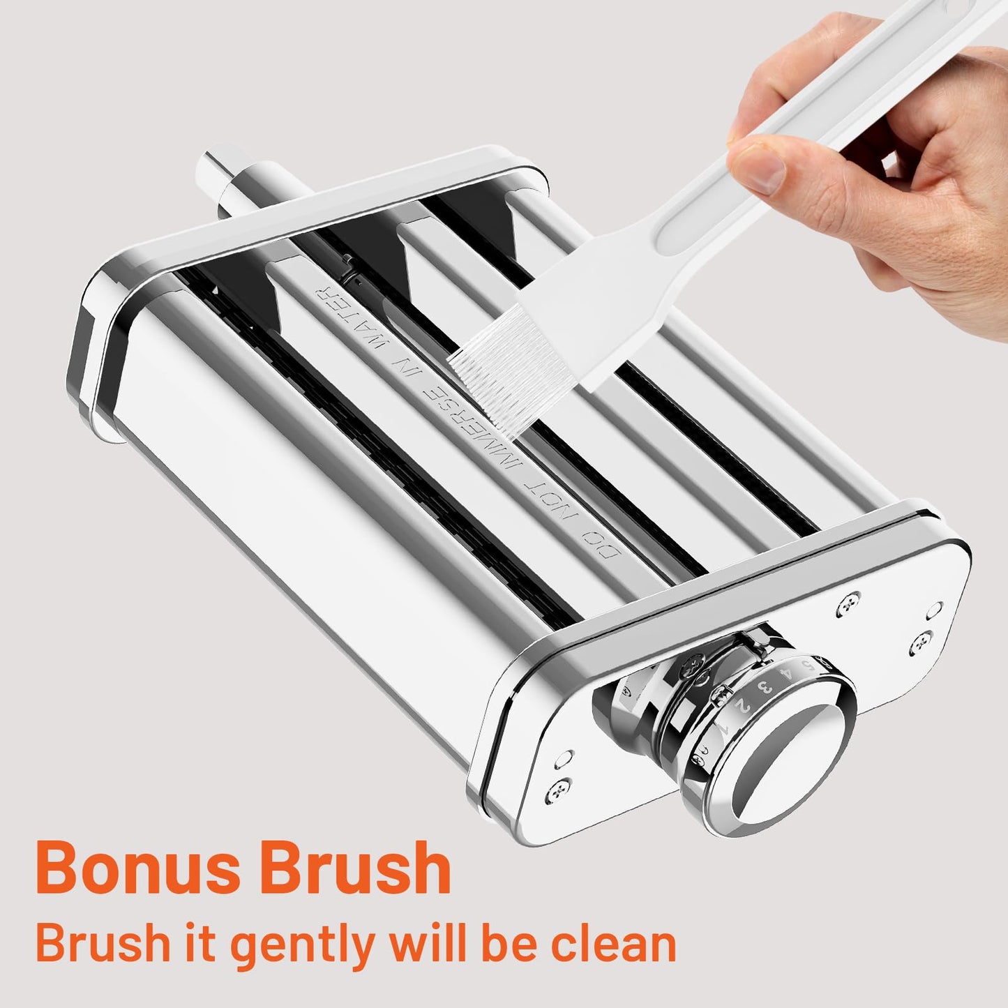 3 in 1 Pasta Attachment for KitchenAid Stand Mixer - Professional Stainless Steel Pasta Maker includes Roller, Spaghetti & Fettuccine Cutters, With Removable Baffle and Cleaning Brush by HOZODO