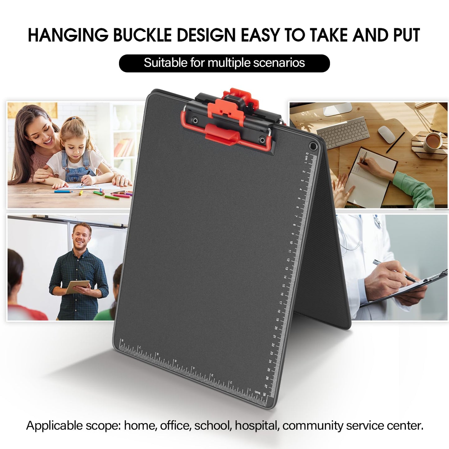 A4 Clipboard with Pen Holder,AlumFrame 2in1 HD Antislip Office/School 4P