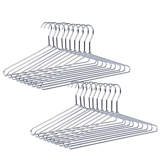 Amber Home 30 Pack Heavy Duty Metal Shirt Coat Hangers, Stainless Steel Clothes Hanger with Polished Chrome, 17 Inch Silver Metal Wire Hanger