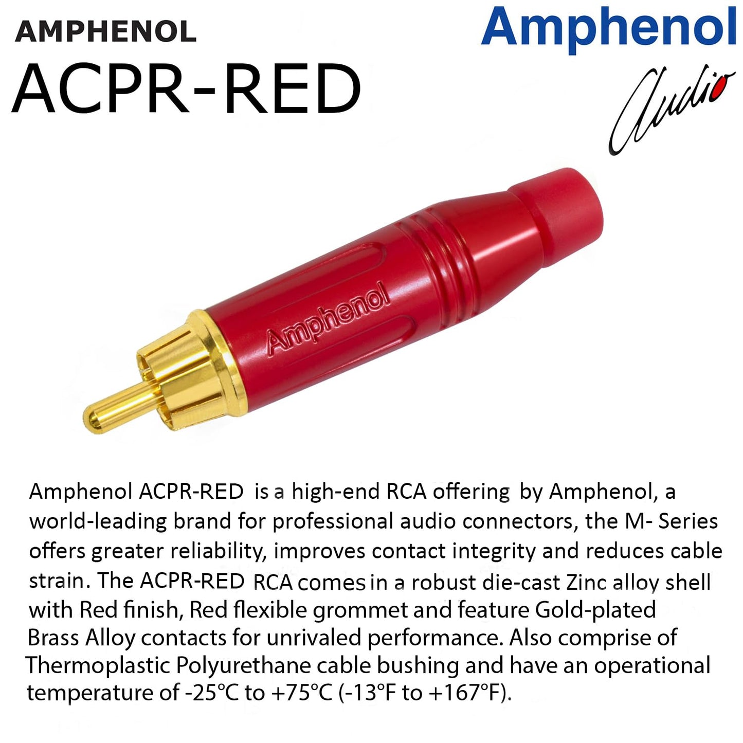 35 Foot RCA Cable Pair - WBC-PRO-LOCAP Low-Capacitance (14pF/ft) 22 AWG Ultra-Silent Audiophile & Professional-Grade Audio Interconnect Cable with Amphenol ACPR Gold RCA Plugs & Black Tweed Jacket