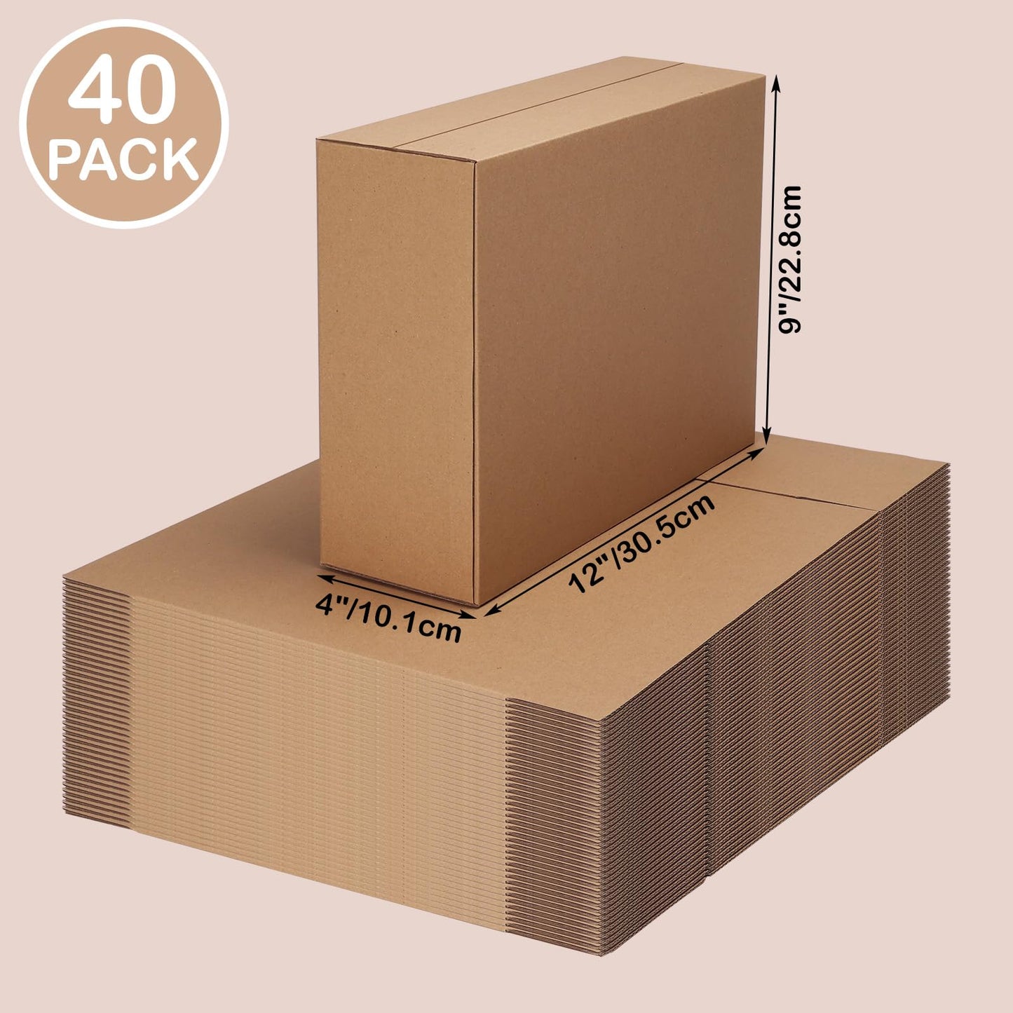EdenseeLake 40 Pack 12x9x4 inches Shipping Boxes Small Cardboard Boxes for Packing, Moving, Mailing, Brown