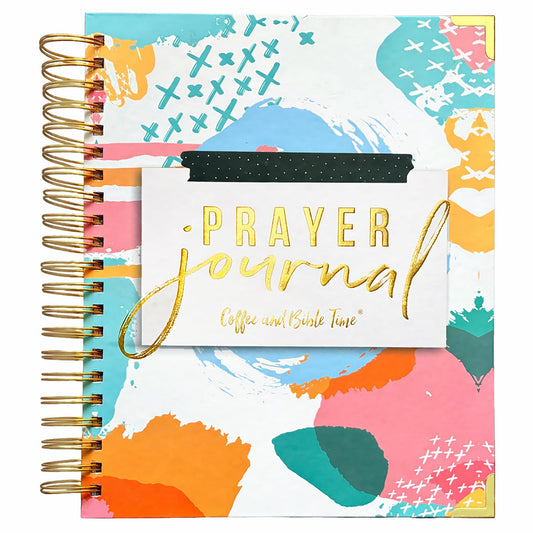 Coffee and Bible Time Prayer Journal for Women and Men - 364-Page Journaling Notebook, Gold-Colored Spiral Bible with 3 Sticky Note Pads, Guided Prompts, Devotional Journal for Bible Study, 10"x 12"